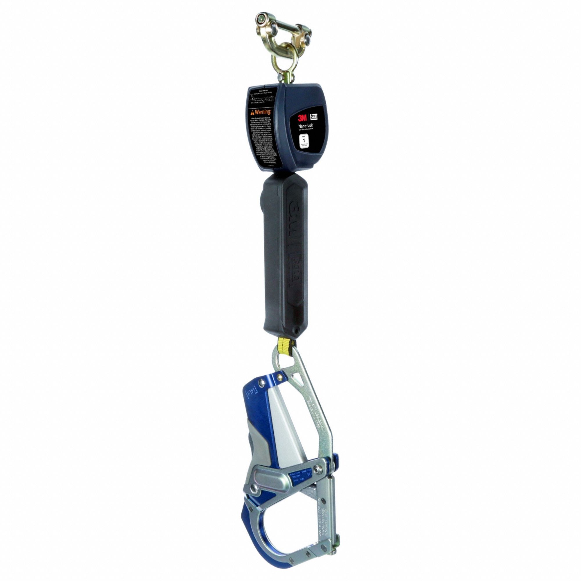 Personal Self Retracting Lifeline: Aluminum Comfort Grip Rebar Hook Anchor, 6 ft Line