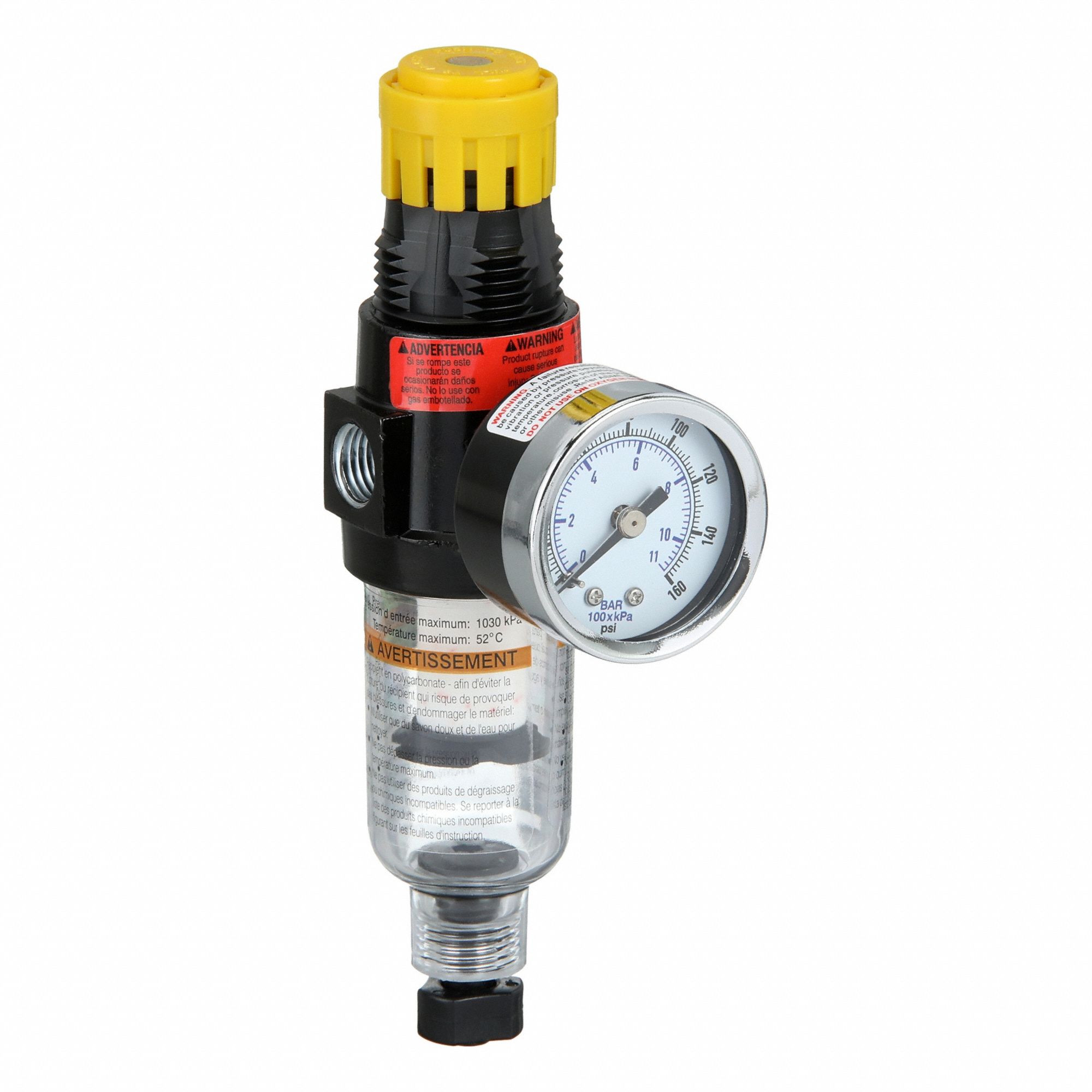 Filter Regulator: 14 Series, 1/4 in NPT, 18 scfm, 5 micron, 0 psig to 125 psig, Manual Drain