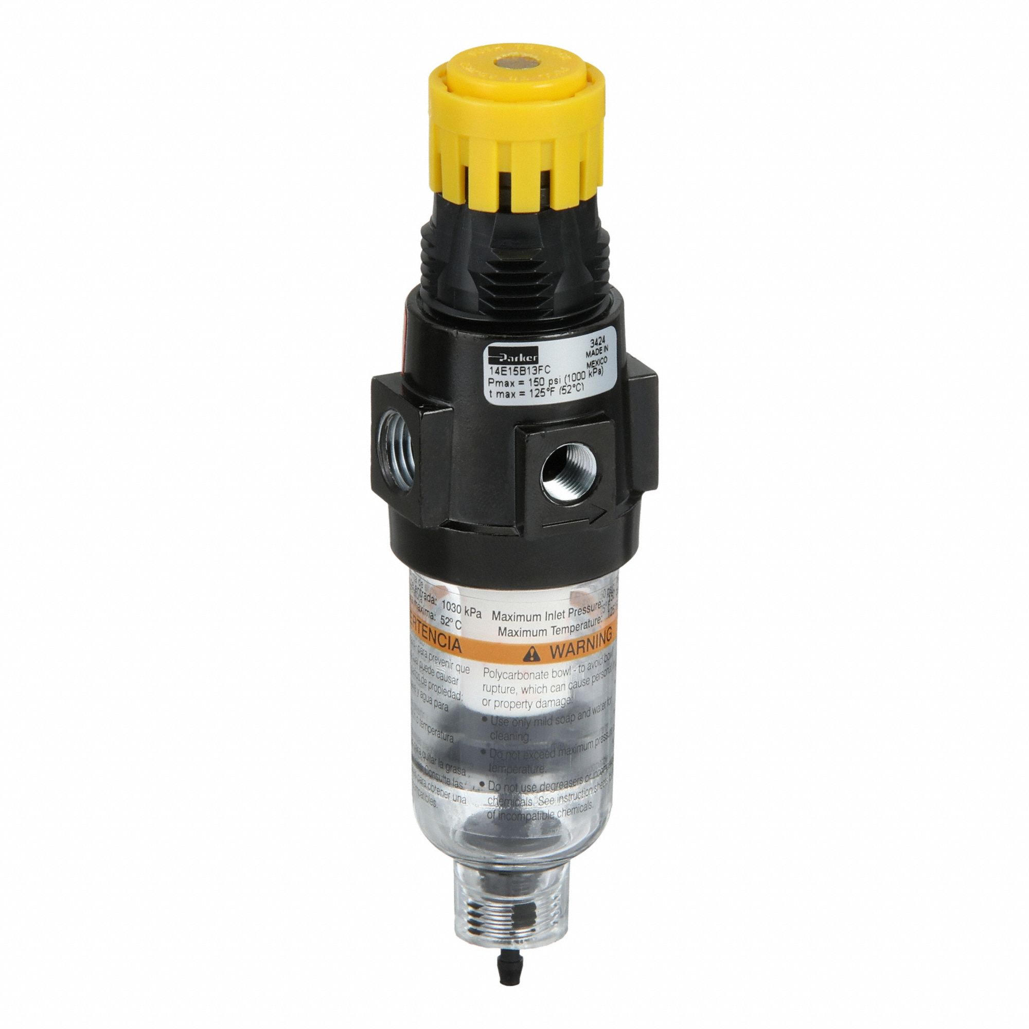 Filter Regulator: 14 Series, 1/4 in NPT, 18 scfm, 5 micron, 0 psig to 125 psig, Auto Drain