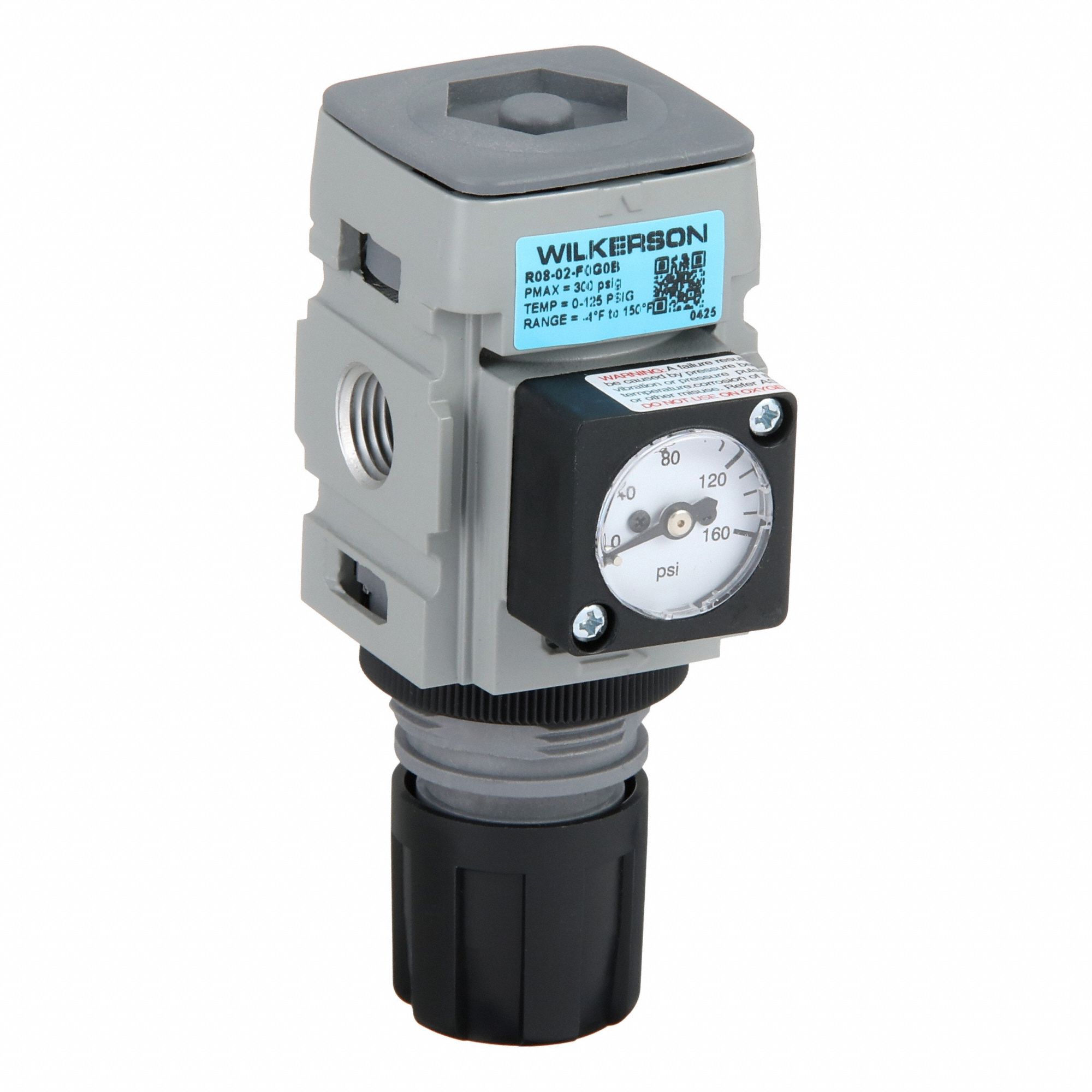 Regulator: Aluminum, 1/4 in NPT, 68 scfm, 0 psig to 125 psig, 300 psig Max Op Pressure