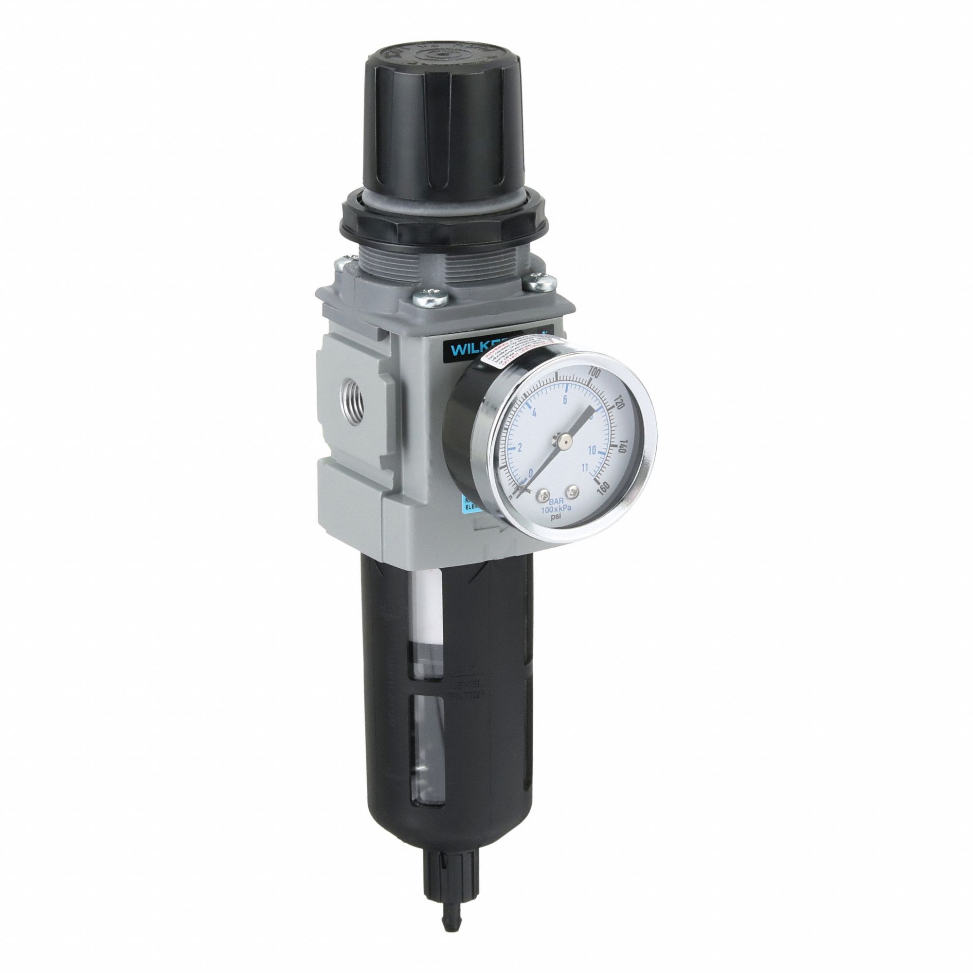 Filter/Regulator: 18 Series, 1/4 in NPT, 148 scfm, 5 micron, 0 psig to 125 psig, Aluminum