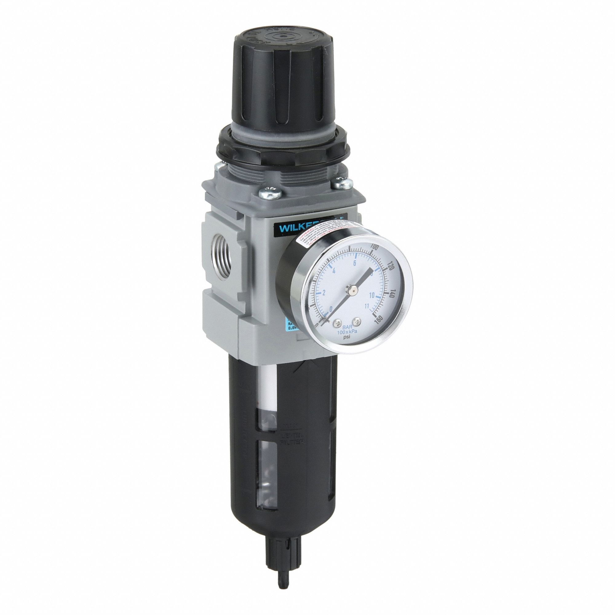 Filter/Regulator: 18 Series, 1/2 in NPT, 164 scfm, 5 micron, 0 psig to 125 psig, Aluminum