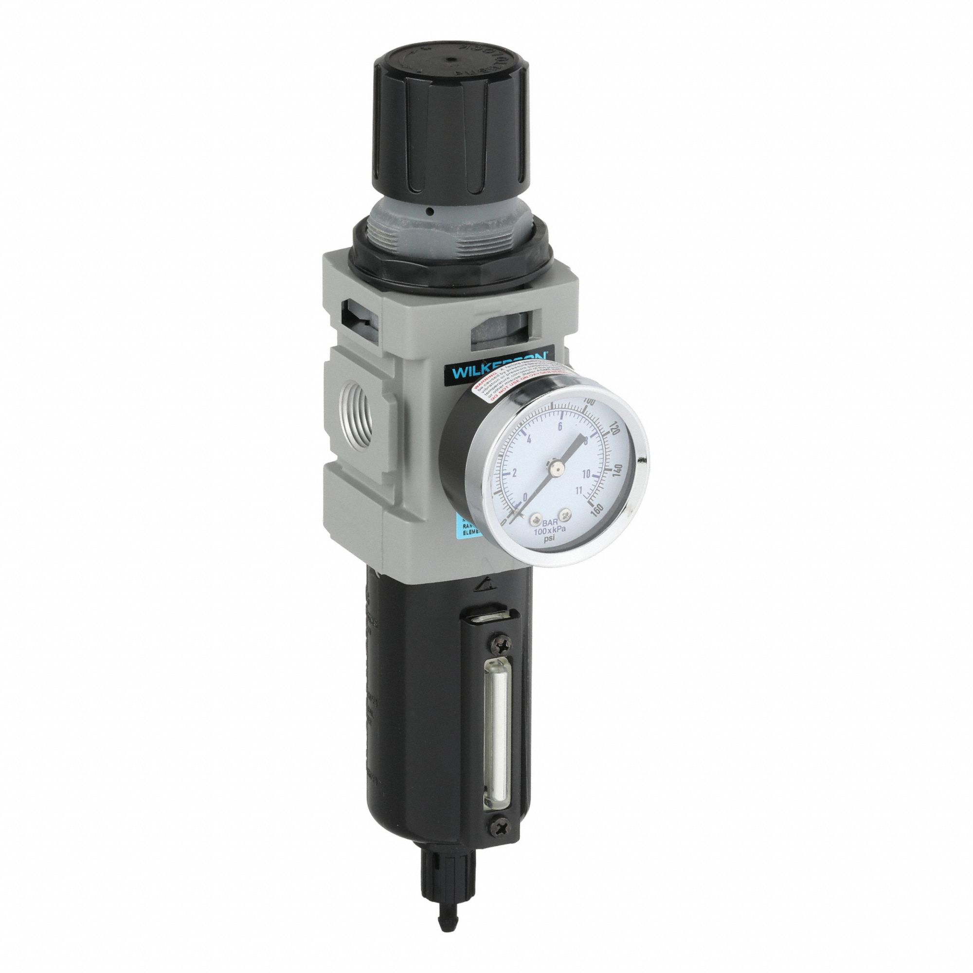 Filter/Regulator: 18 Series, 1/2 in NPT, 164 scfm, 5 micron, 0 psig to 125 psig, Aluminum