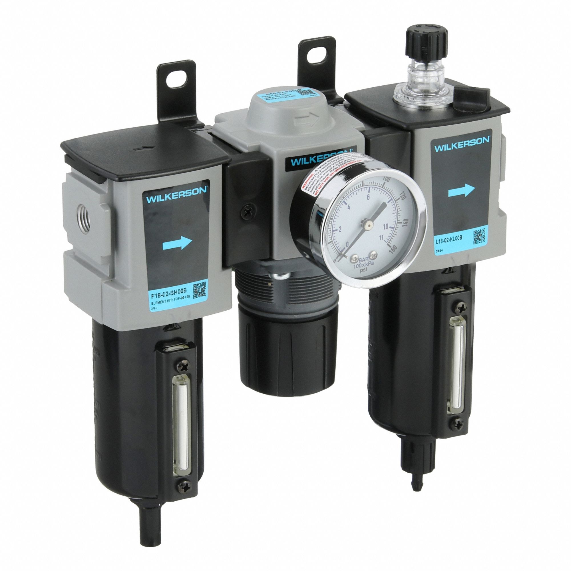 Filter/Regulator/Lubricator: 1/4 in NPT, 42 scfm, 250 psig Max Op Pressure, 5 micron
