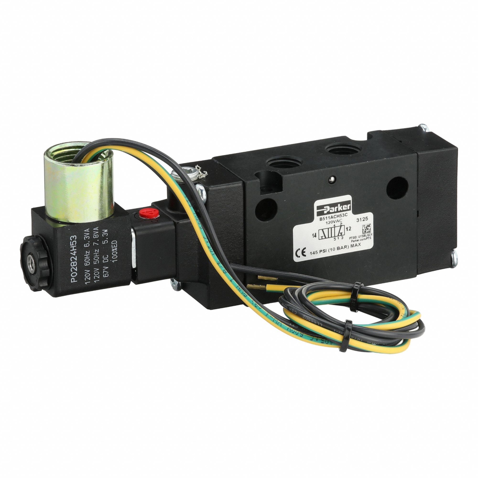 Solenoid Air Control Valve: B5, Four-Way / Two-Position, Single Solenoid, 120V AC, 1/4 in NPT