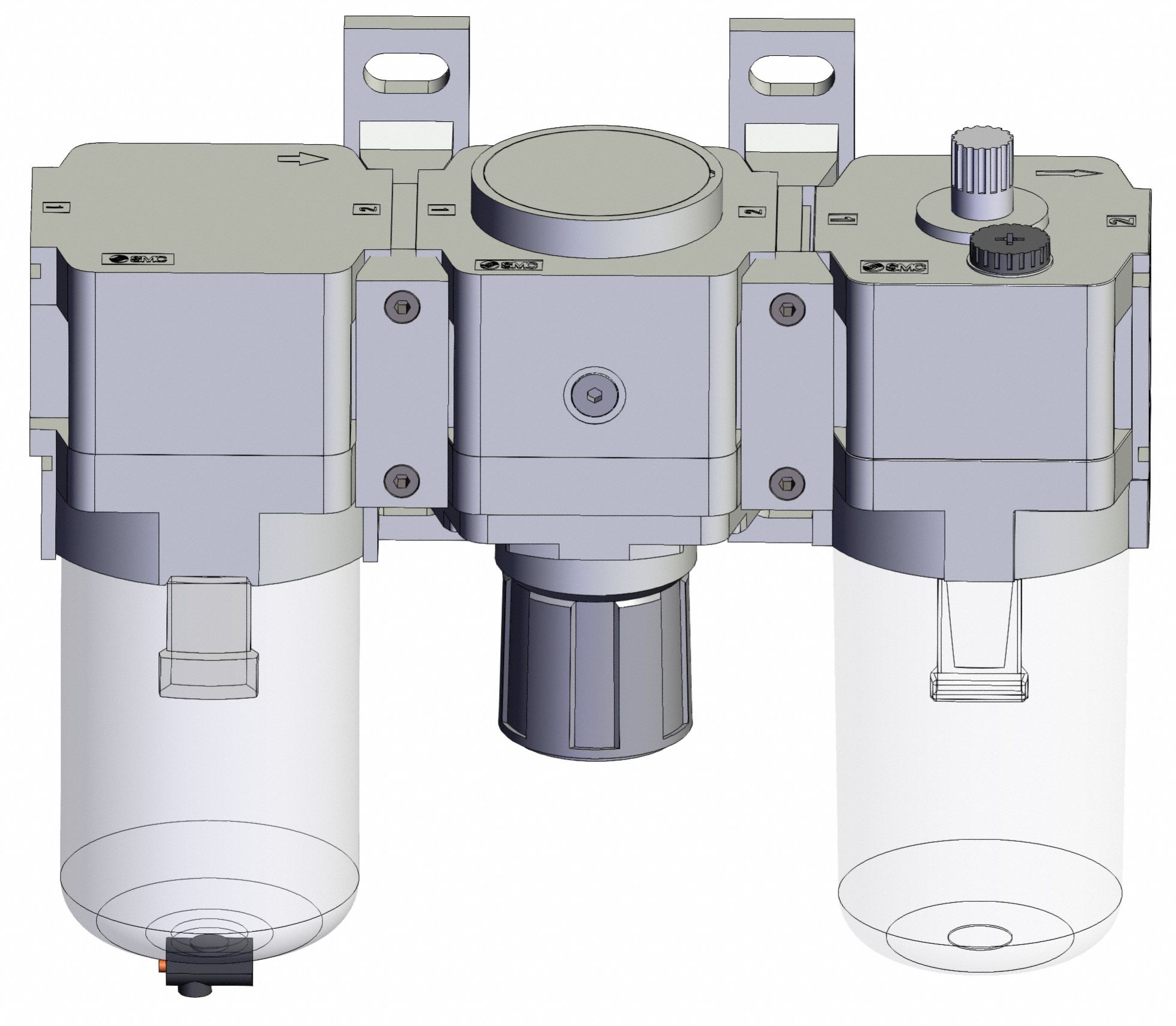 Filter, Regulator, Lubricator: 3/4 in NPT, 1 MPa Max Op Pressure, 5 micron, AC-D Series
