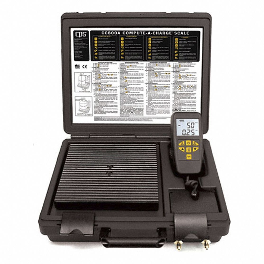 Charging Scale: 220 lb Max, Wired Handset Display, 3 in H x 8 3/4 in W x 8 3/4 in L
