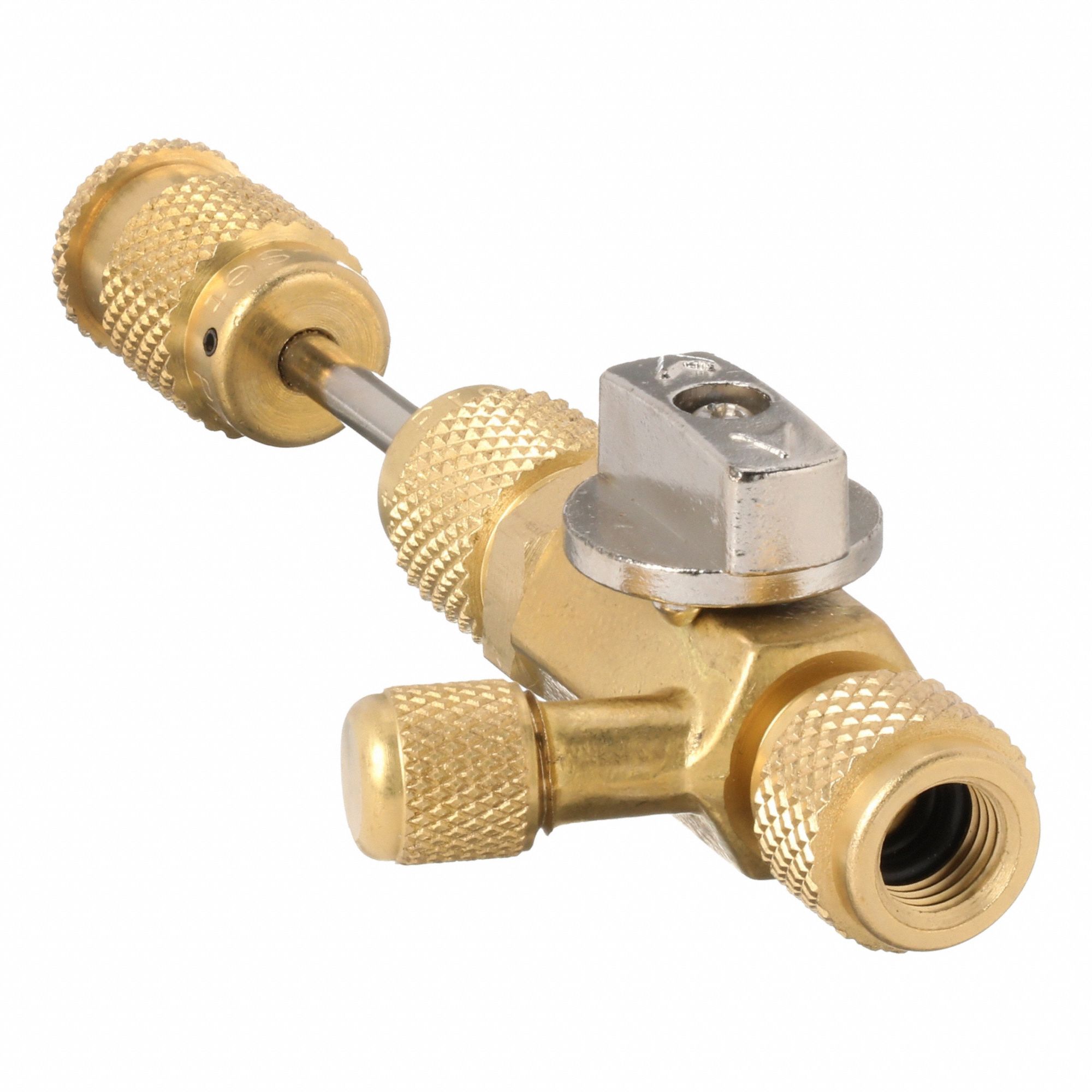 Valve Core Remover: 6 in Lg, Brass, 1/4 in Male SAE Right-Hand, 1/4 in Male SAE Right-Hand