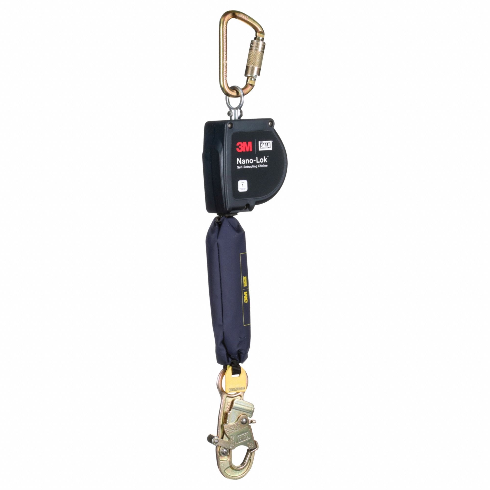 Self Retracting Lifeline: Steel Snap Hook Anchor, Harness Steel Carabiner, 11 ft Line