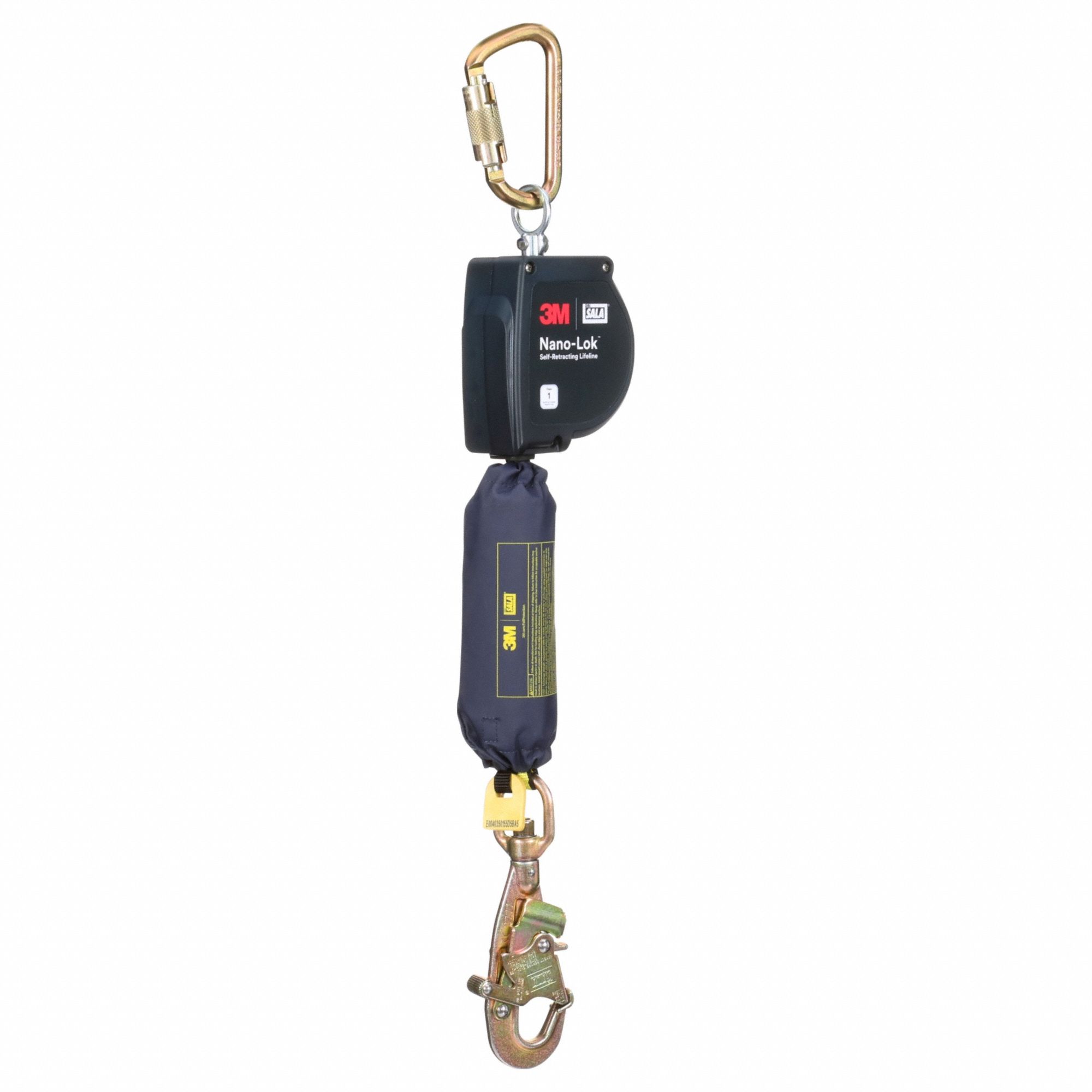Self Retracting Lifeline: Steel Swivel Snap Hook Anchor, Harness Steel Carabiner, Sealed