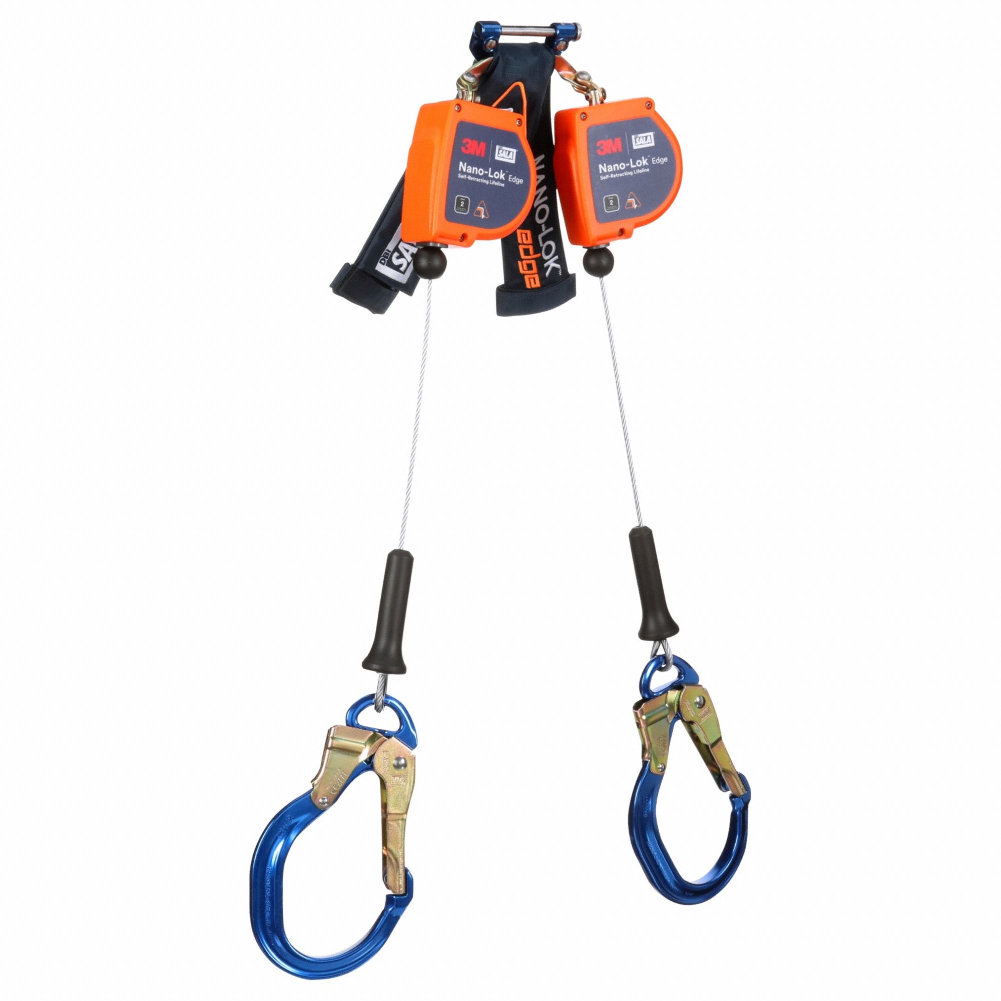Self Retracting Lifeline: 2 3/8 inAluminum Rebar Hook Anchor, 2 legs, 8 ft Line, Sealed