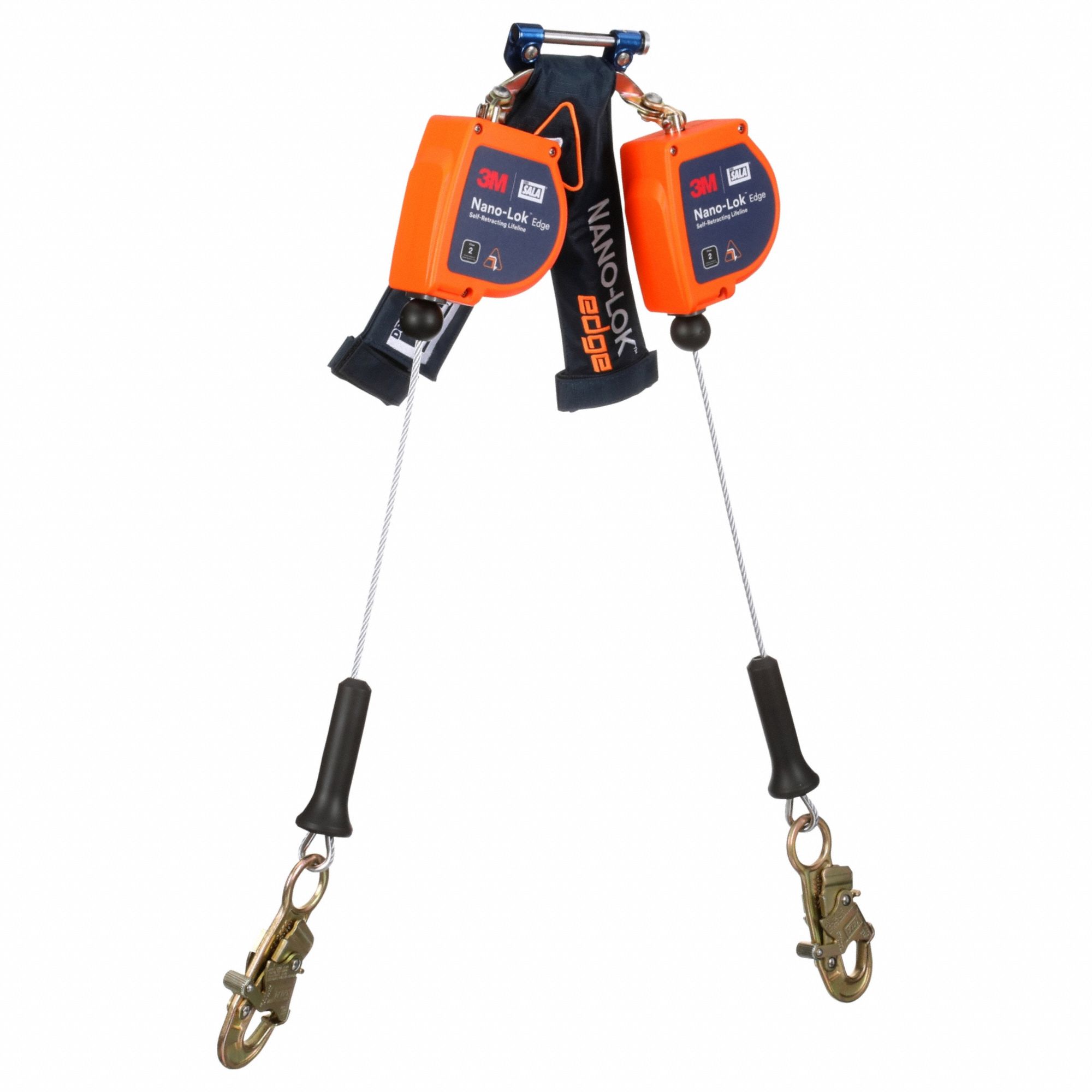 Self Retracting Lifeline: Steel Snap Hook Anchor, Harness Steel Quick-Connect, 2 legs