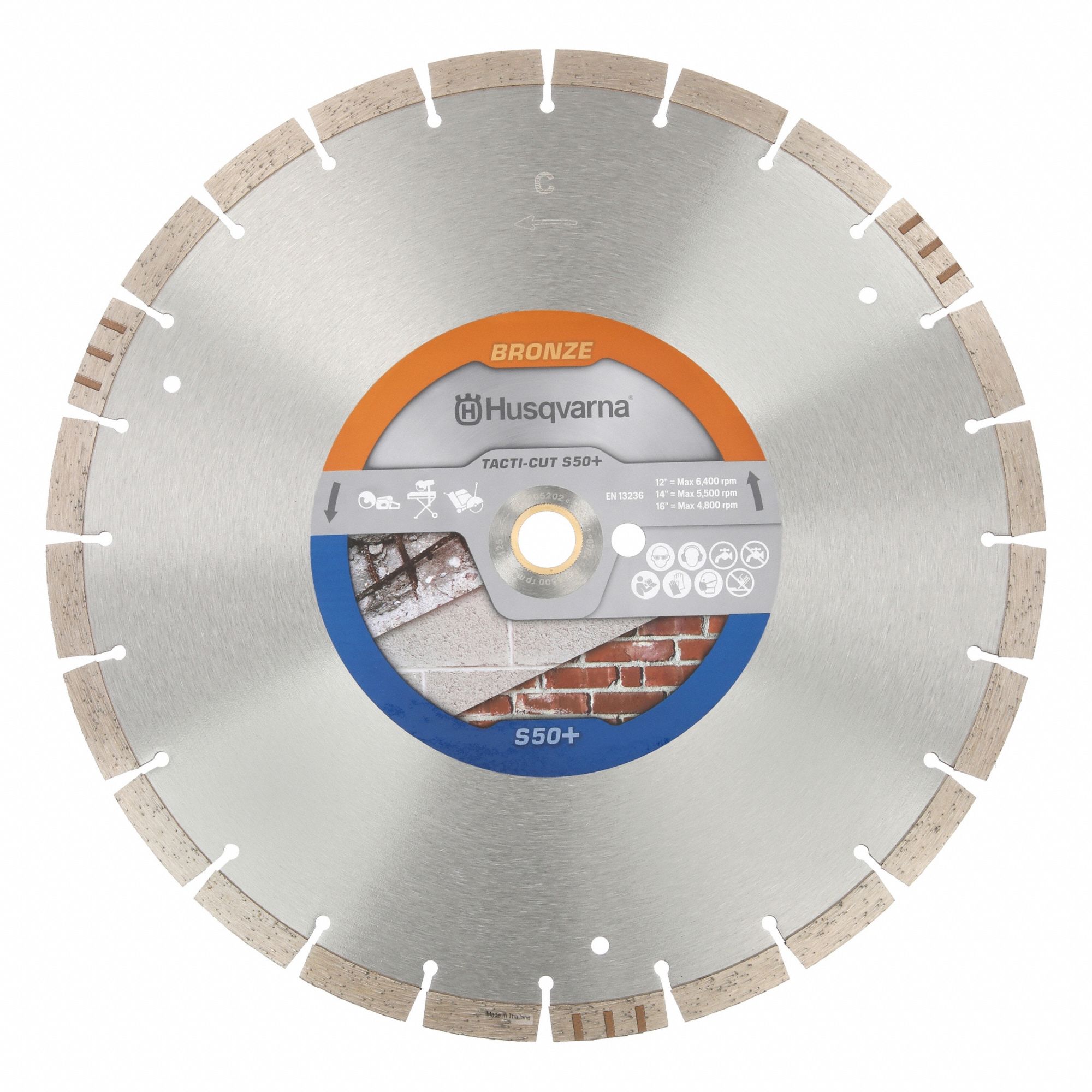 Diamond Saw Blade: Block/Brick/Concrete/Reinforced Concrete/Roof Tile, 14 in Blade Dia.