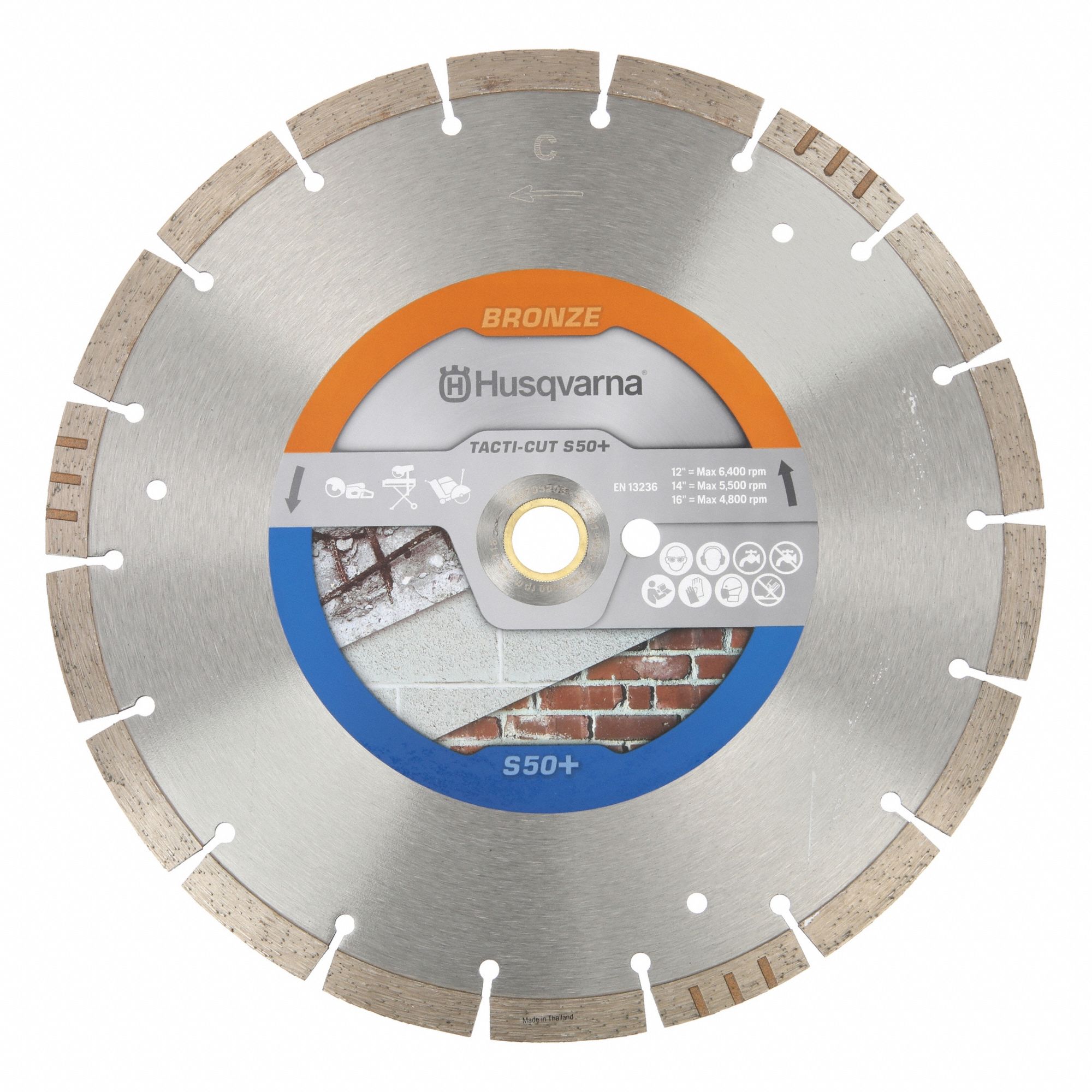 Diamond Saw Blade: Block/Brick/Concrete/Reinforced Concrete/Roof Tile, 12 in Blade Dia.