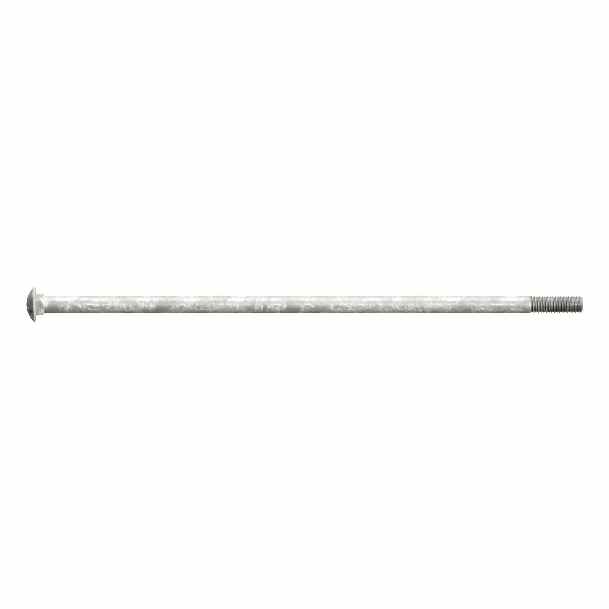 Carriage Bolt: Square Neck, 1/2"-13 Thread Size, 16 in lg, Steel, Grade 2, Hot Dipped Galvanized