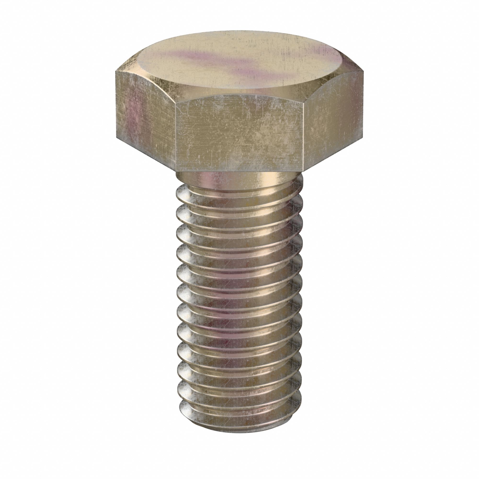 Hex Head Cap Screw: Steel, Class 10.9, Zinc Yellow, M6, Metric, 14 mm lg, Fully Threaded, 100 PK