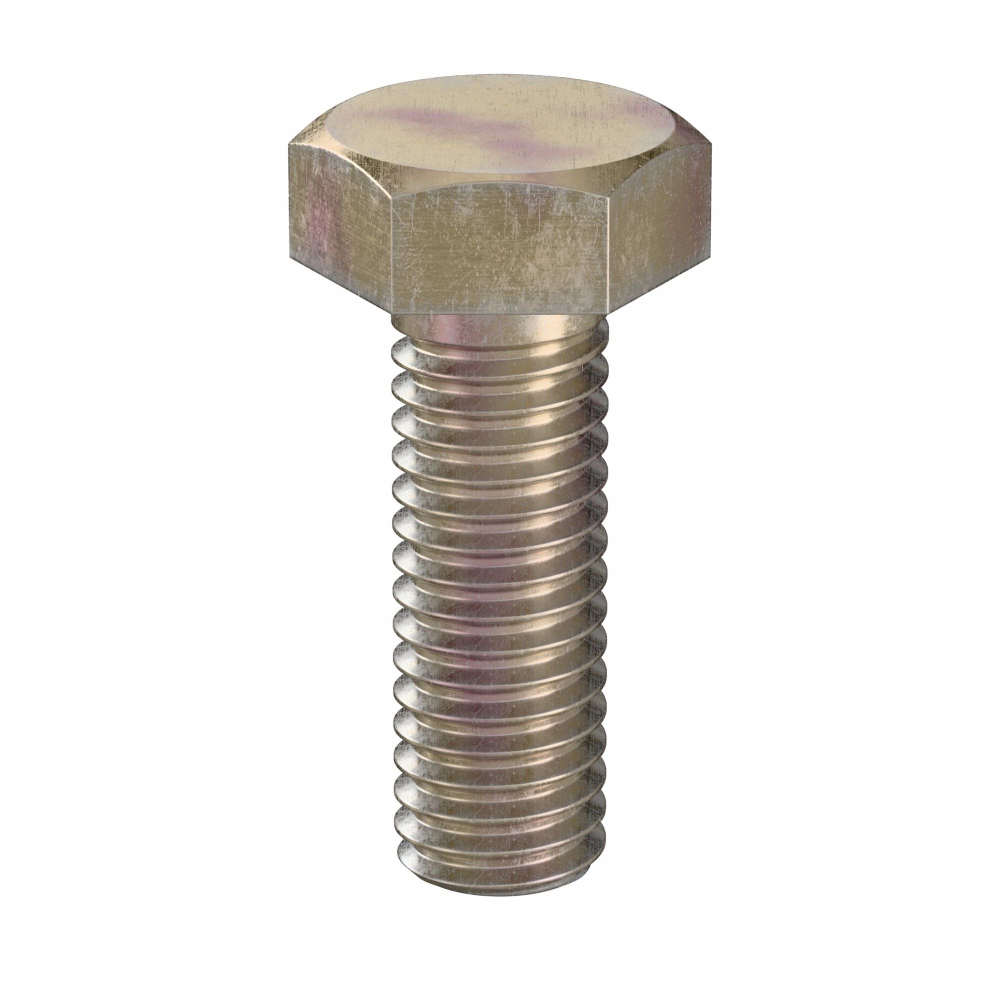 Hex Head Cap Screw: Steel, Class 10.9, Zinc Yellow, M6, Metric, 18 mm lg, Fully Threaded, 100 PK