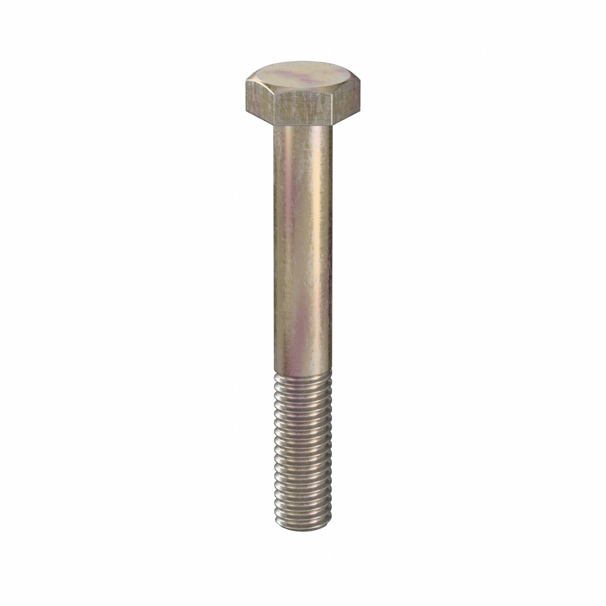 Hex Head Cap Screw: Steel, Class 10.9, Zinc Yellow, M6, Metric, 45 mm lg, Partially Threaded, 100 PK