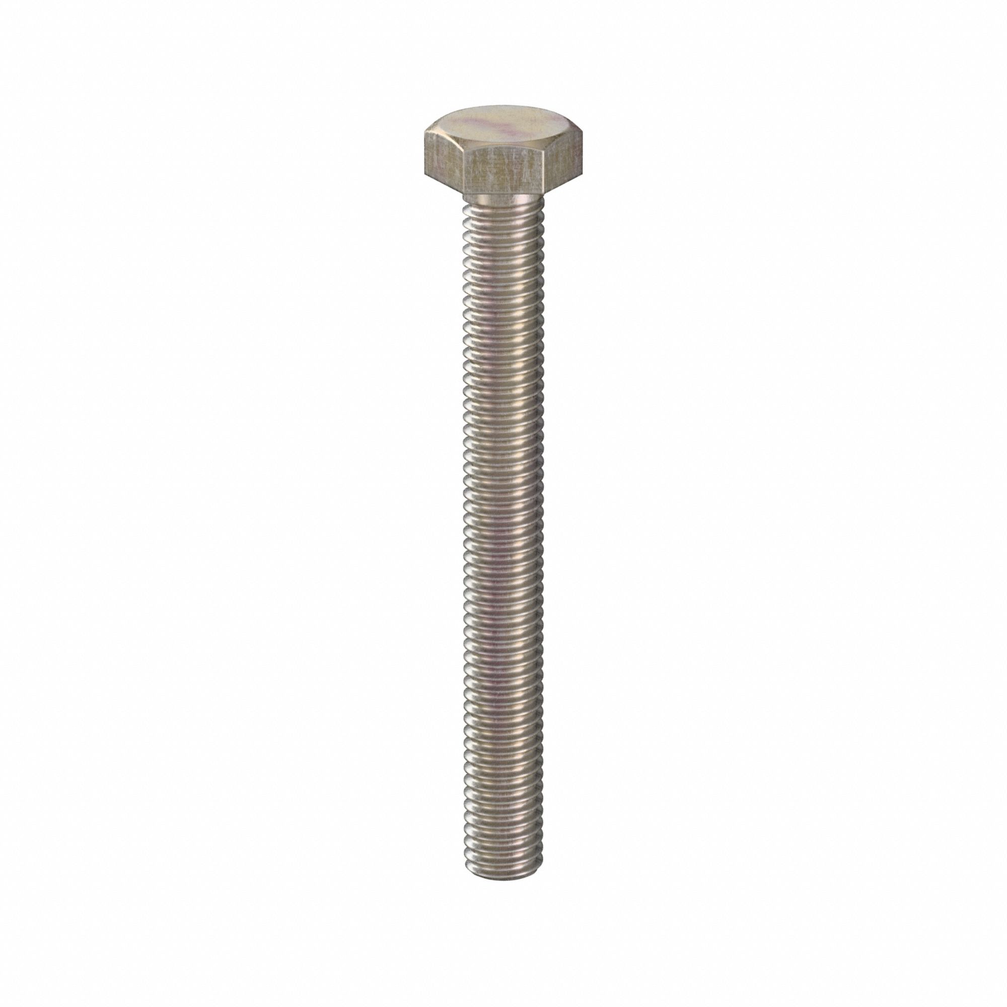 Hex Head Cap Screw: Steel, Class 10.9, Zinc Yellow, M6, Metric, 55 mm lg, Fully Threaded, 100 PK