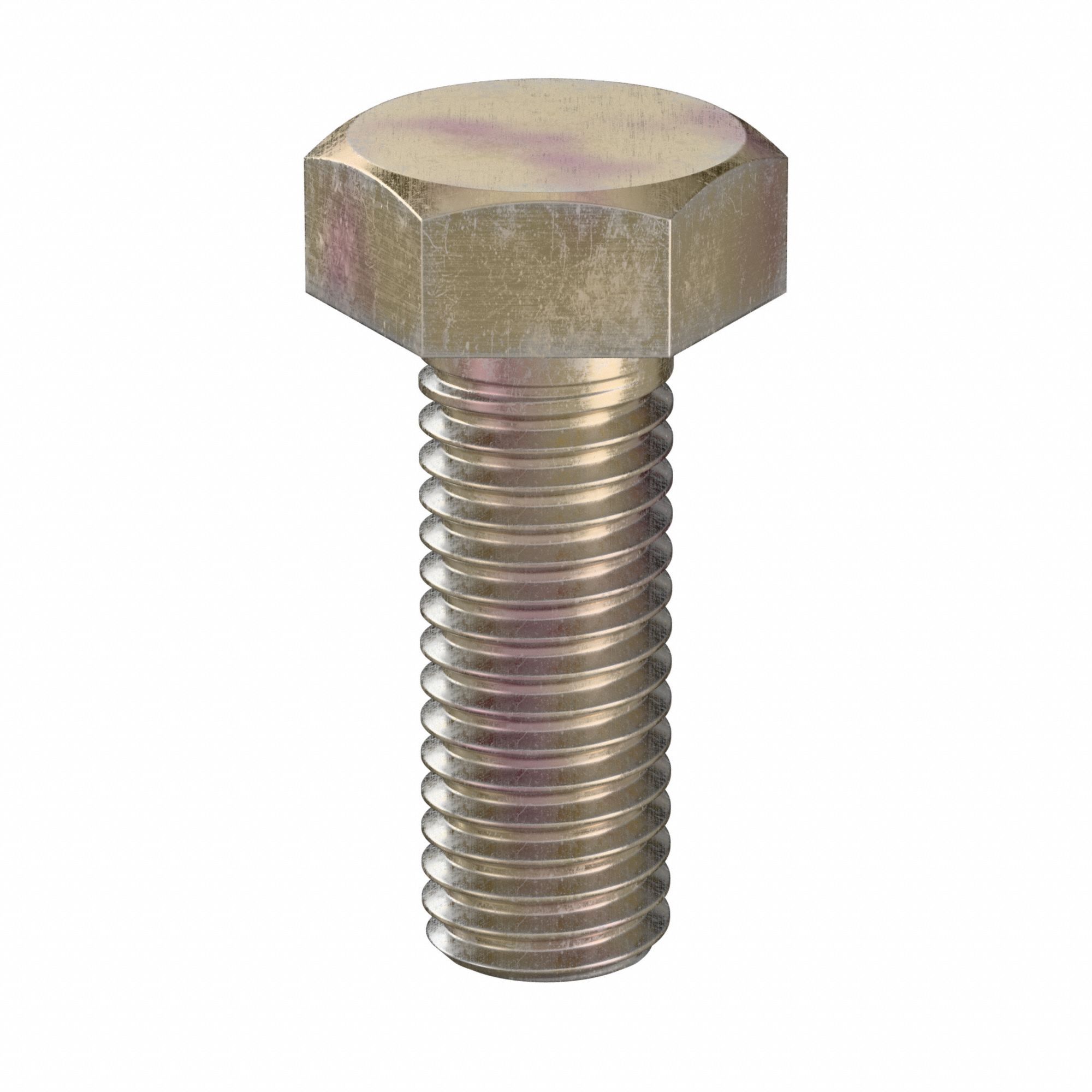 Hex Head Cap Screw: Steel, Class 10.9, Zinc Yellow, M8, Metric, 22 mm lg, Fully Threaded, 100 PK