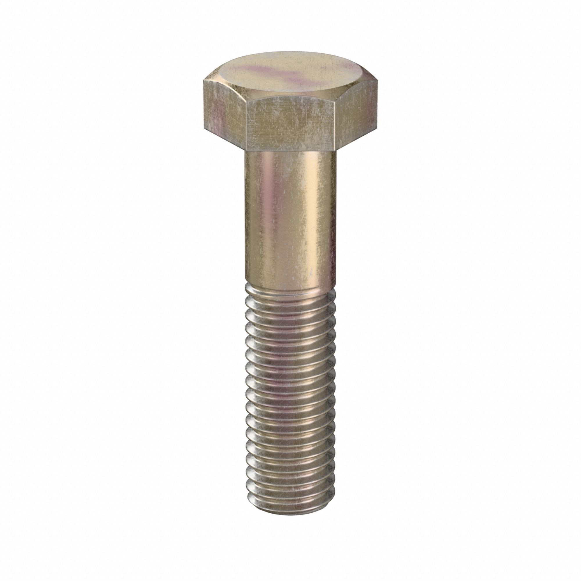 Hex Head Cap Screw: Steel, Class 10.9, Zinc Yellow, M8, Metric, 35 mm lg, Partially Threaded, 100 PK