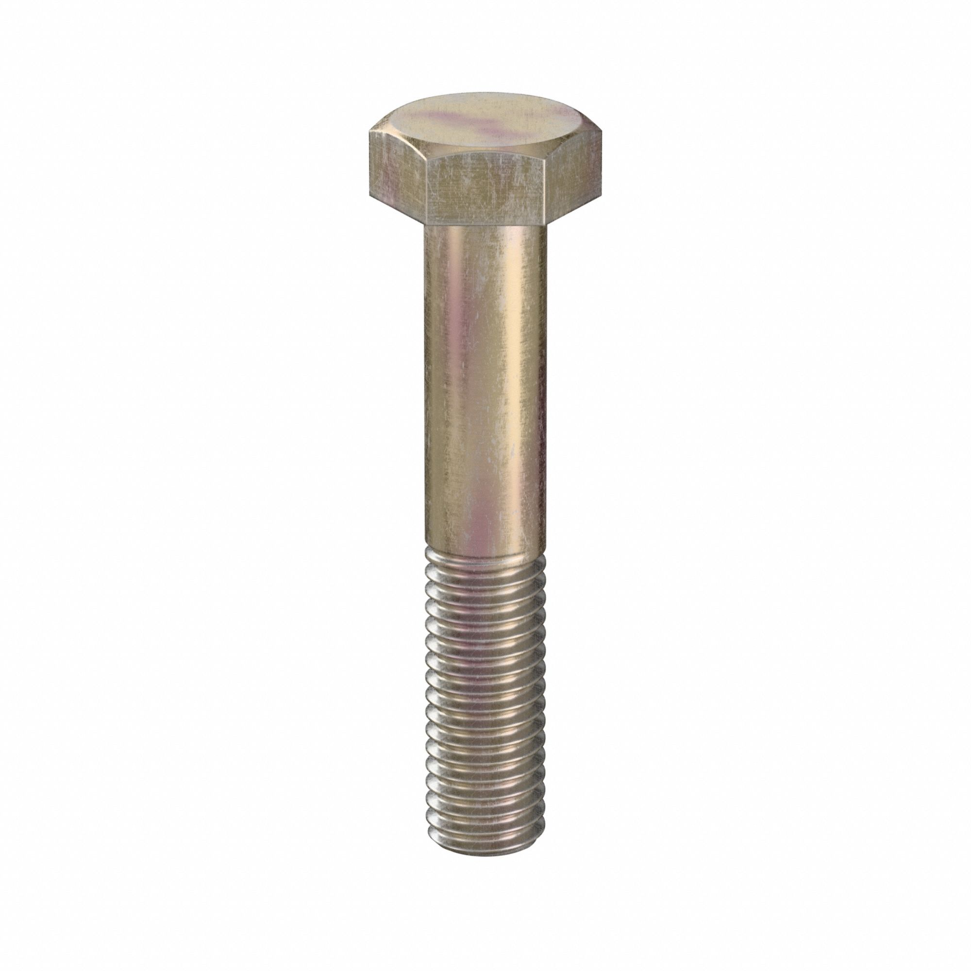 Hex Head Cap Screw: Steel, Class 10.9, Zinc Yellow, M8, Metric, 45 mm lg, Partially Threaded, 100 PK