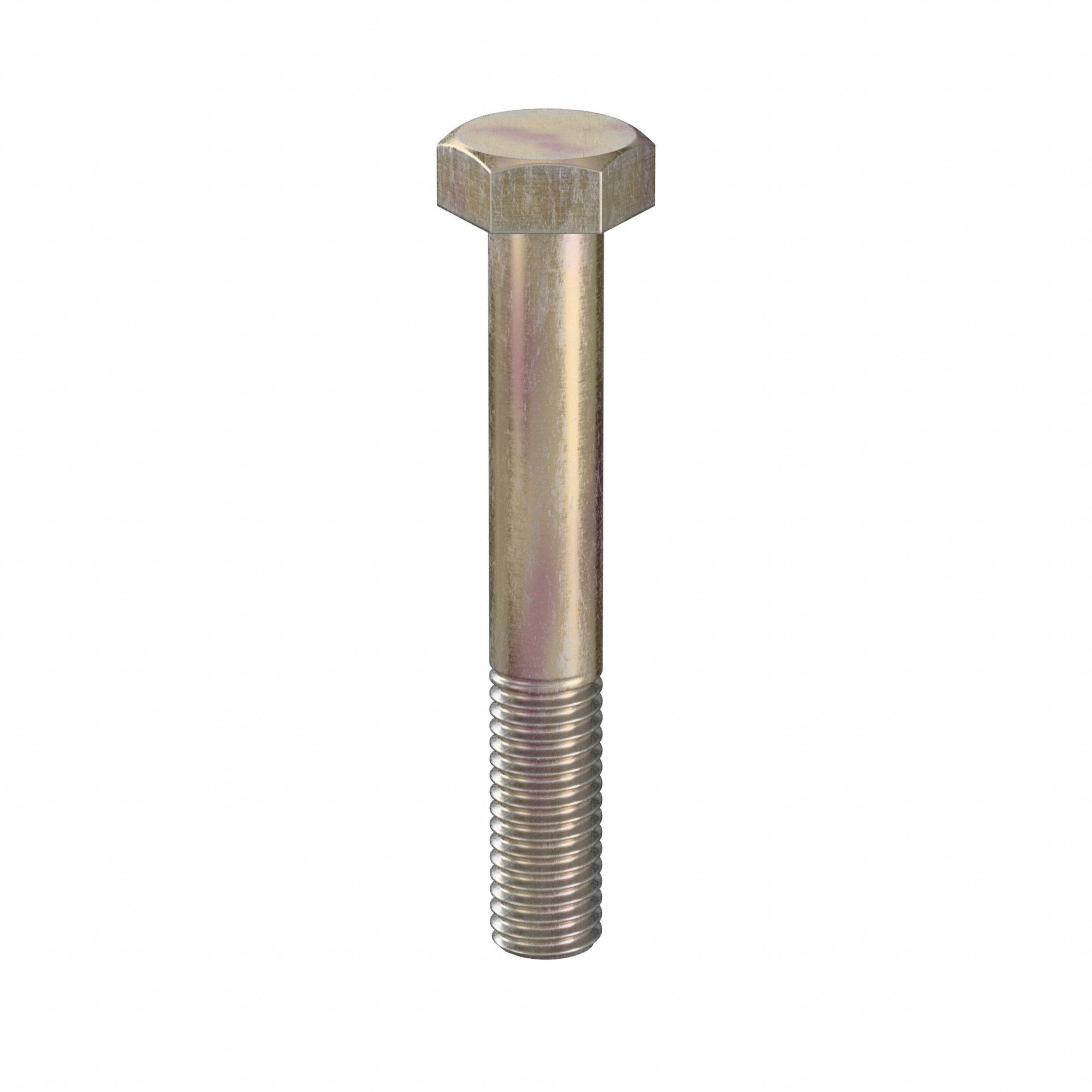 Hex Head Cap Screw: Steel, Class 10.9, Zinc Yellow, M8, Metric, 55 mm lg, Partially Threaded, 100 PK
