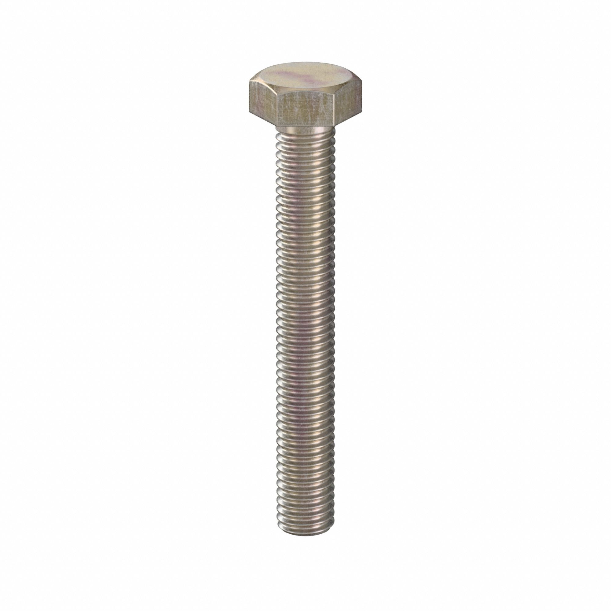 Hex Head Cap Screw: Steel, Class 10.9, Zinc Yellow, M8, Metric, 60 mm lg, Fully Threaded, 100 PK