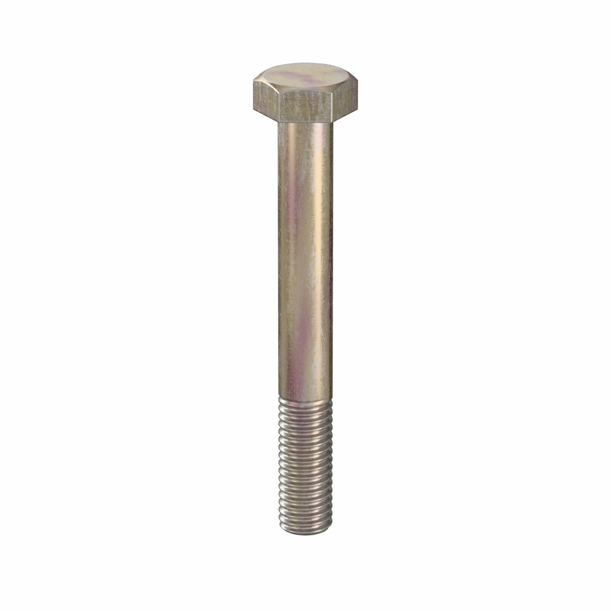 Hex Head Cap Screw: Steel, Class 10.9, Zinc Yellow, M8, Metric, 65 mm lg, Partially Threaded, 100 PK