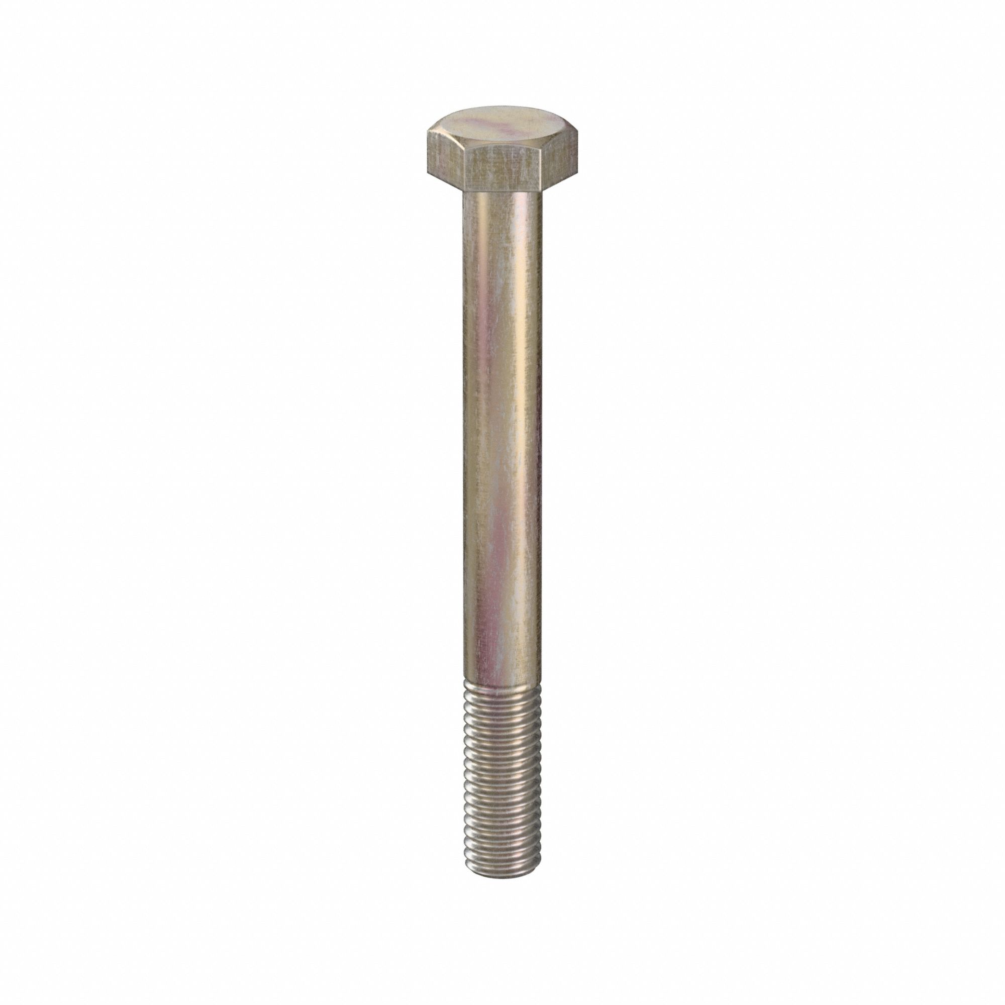 Hex Head Cap Screw: Steel, Class 10.9, Zinc Yellow, M8, Metric, 75 mm lg, Partially Threaded, 100 PK