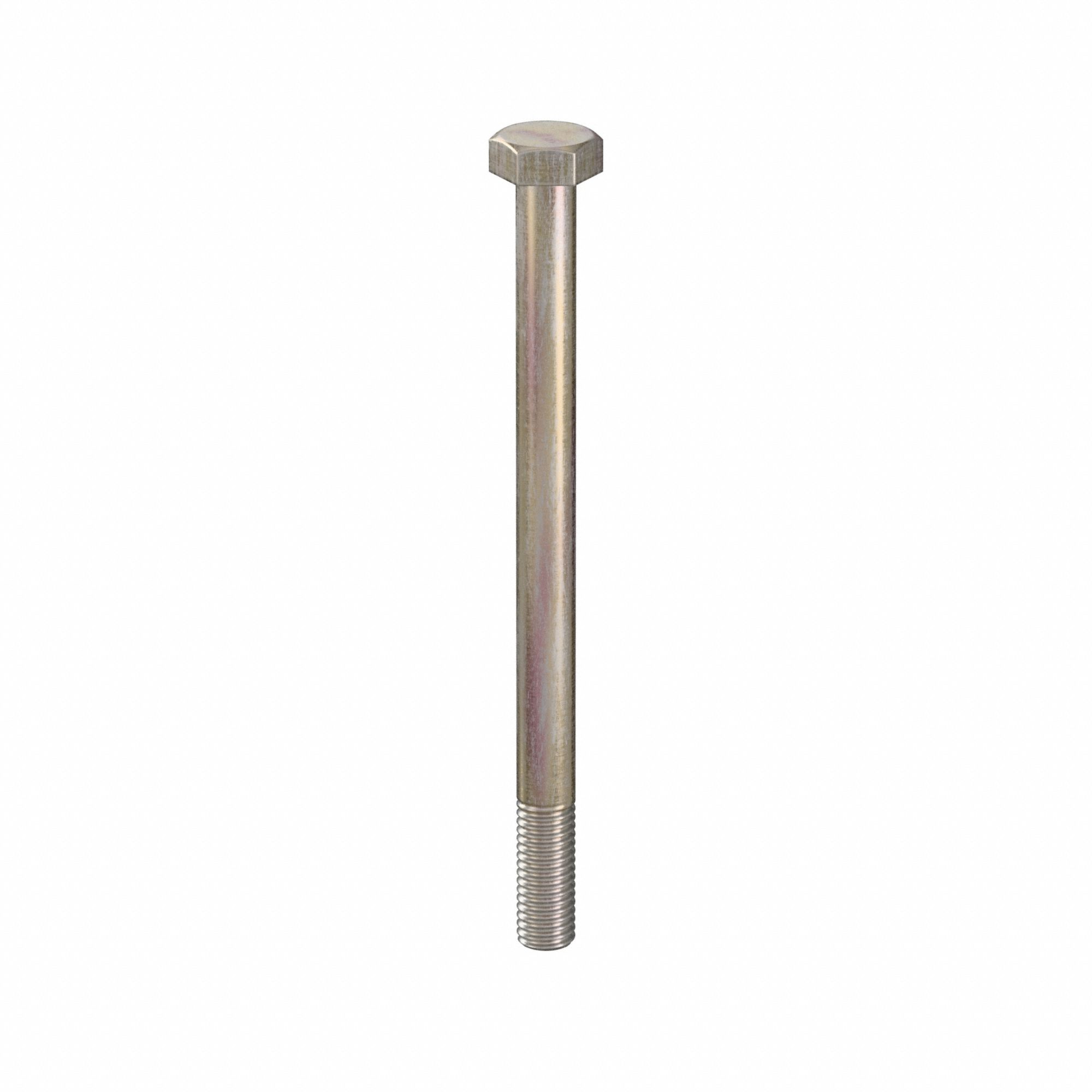 Hex Head Cap Screw: Steel, Class 10.9, Zinc Yellow, M8, Metric, 110 mm lg, Partially Threaded, 50 PK