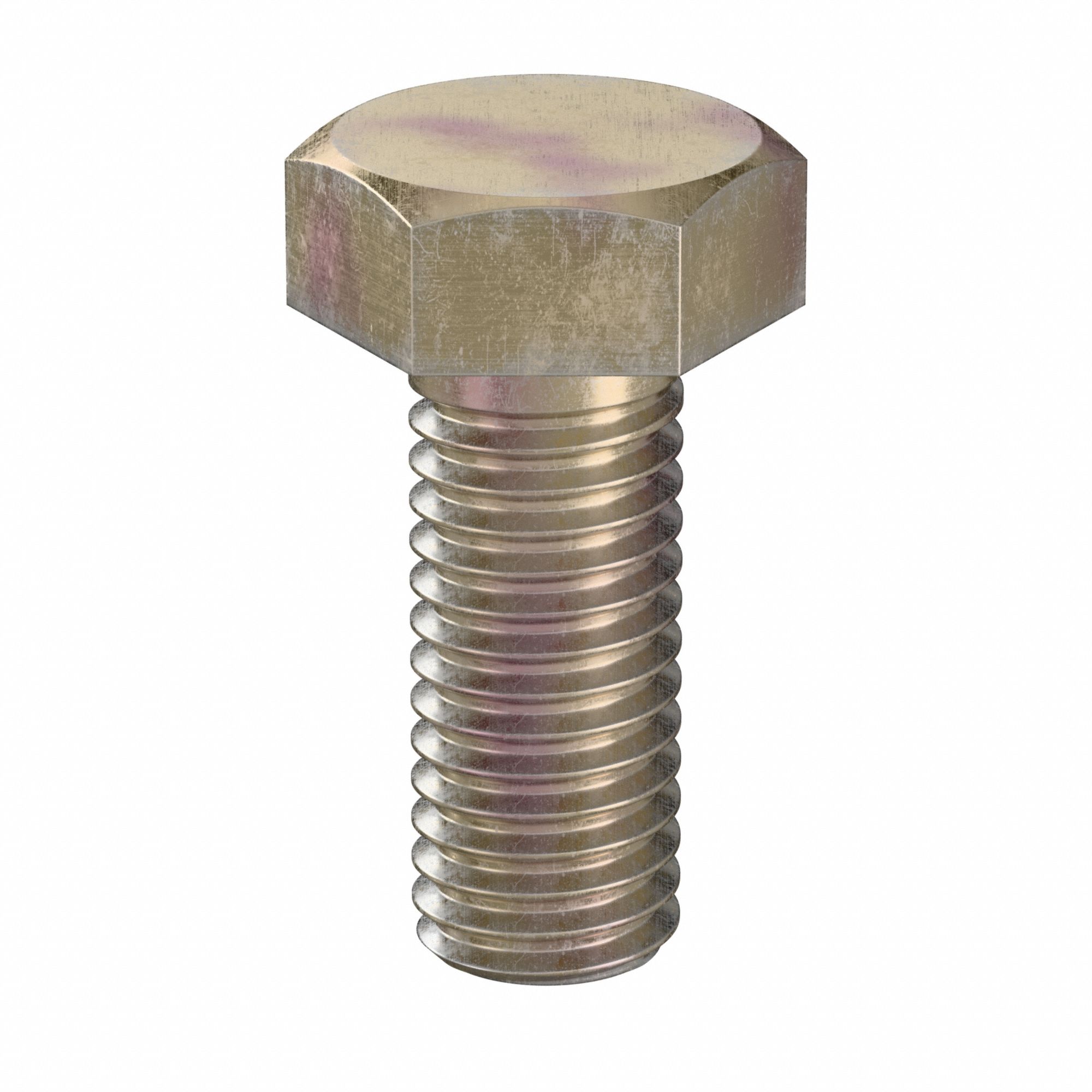 Hex Head Cap Screw: Steel, Class 10.9, Zinc Yellow, M8, Metric, 20 mm lg, Fully Threaded, 100 PK
