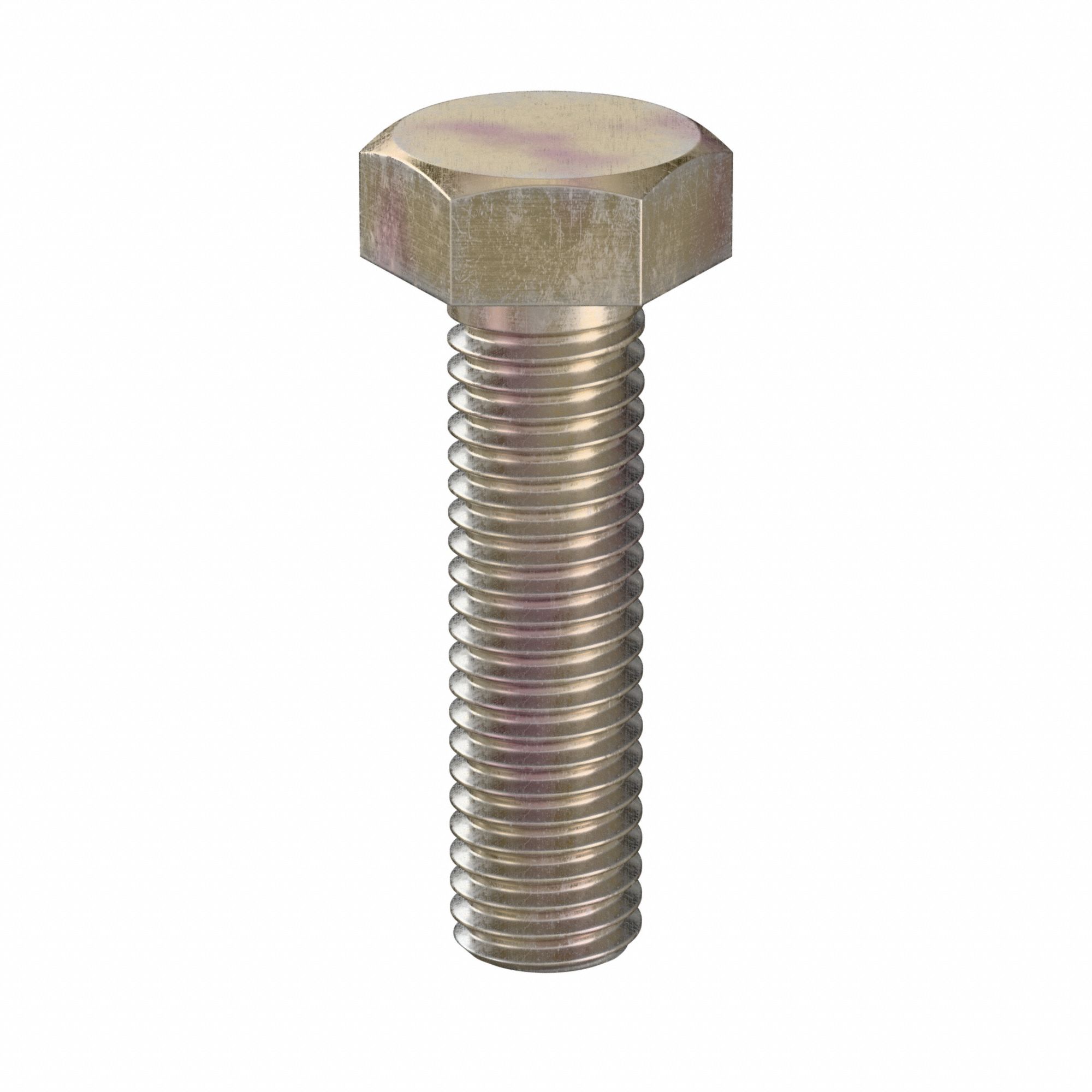 Hex Head Cap Screw: Steel, Class 10.9, Zinc Yellow, M8, Metric, 30 mm lg, Fully Threaded, 100 PK