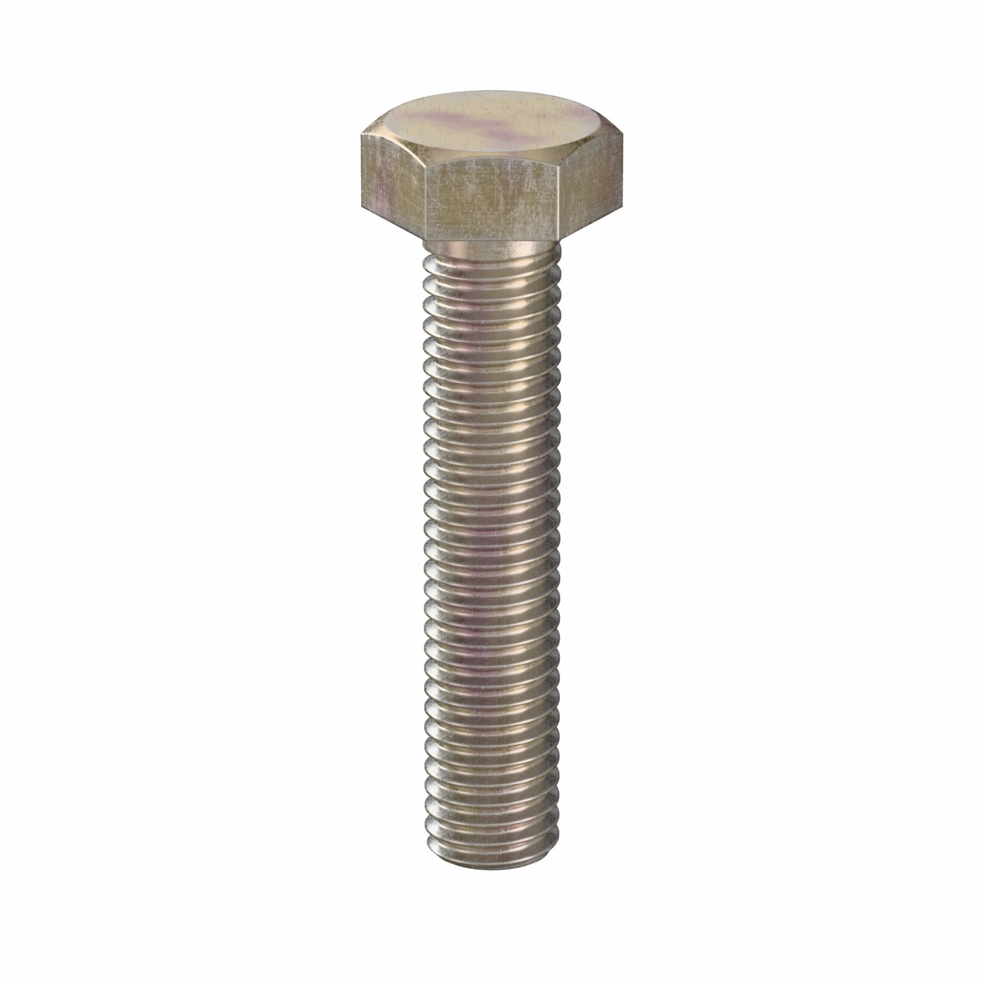 Hex Head Cap Screw: Steel, Class 10.9, Zinc Yellow, M8, Metric, 40 mm lg, Fully Threaded, 100 PK