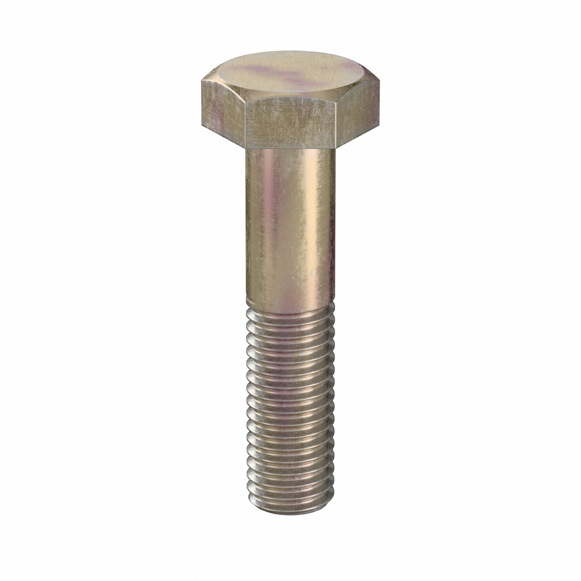 Hex Head Cap Screw: Steel, Class 10.9, Zinc Yellow, M10, Metric, 45 mm lg, Partially Threaded, 50 PK