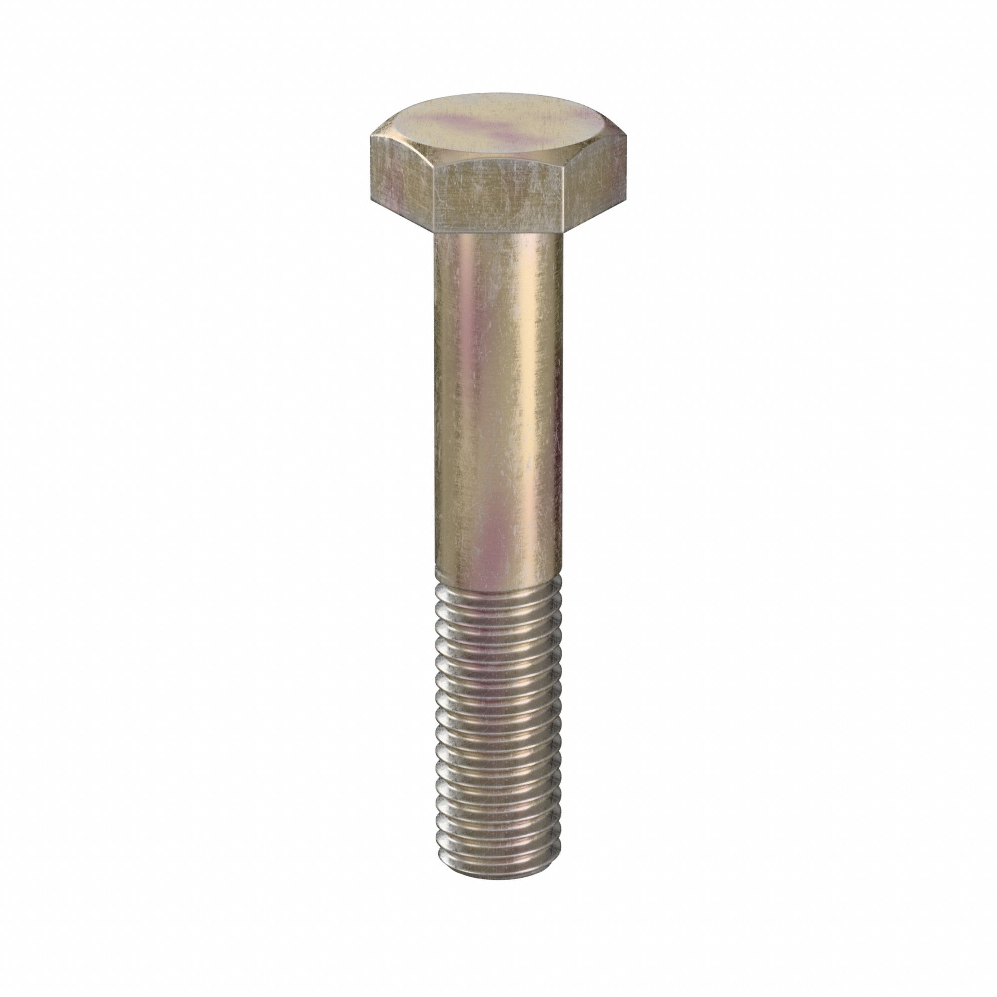 Hex Head Cap Screw: Steel, Class 10.9, Zinc Yellow, M10, Metric, 55 mm lg, Partially Threaded, 50 PK