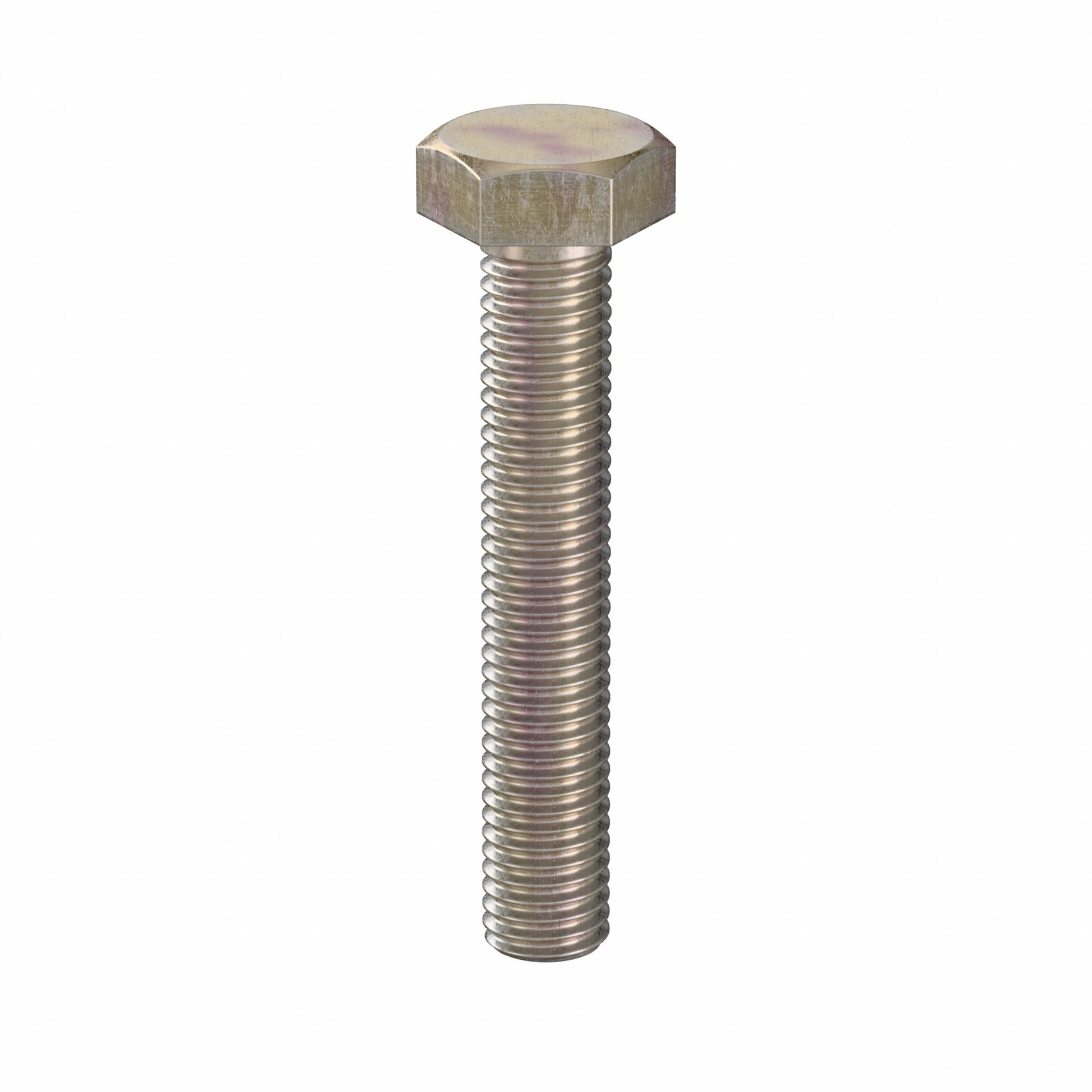 Hex Head Cap Screw: Steel, Class 10.9, Zinc Yellow, M10, Metric, 60 mm lg, Fully Threaded, 50 PK