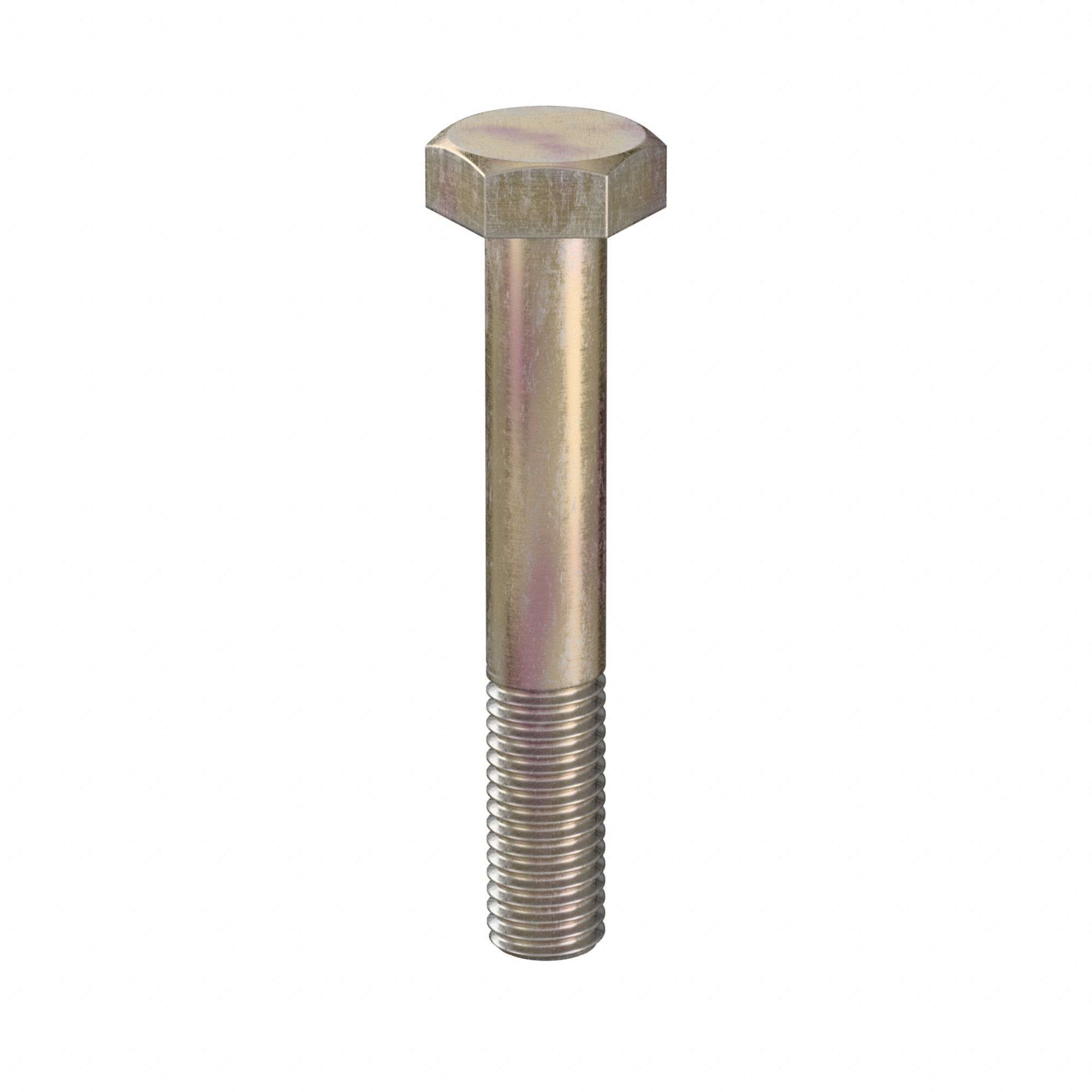 Hex Head Cap Screw: Steel, Class 10.9, Zinc Yellow, M10, Metric, 65 mm lg, Partially Threaded, 50 PK
