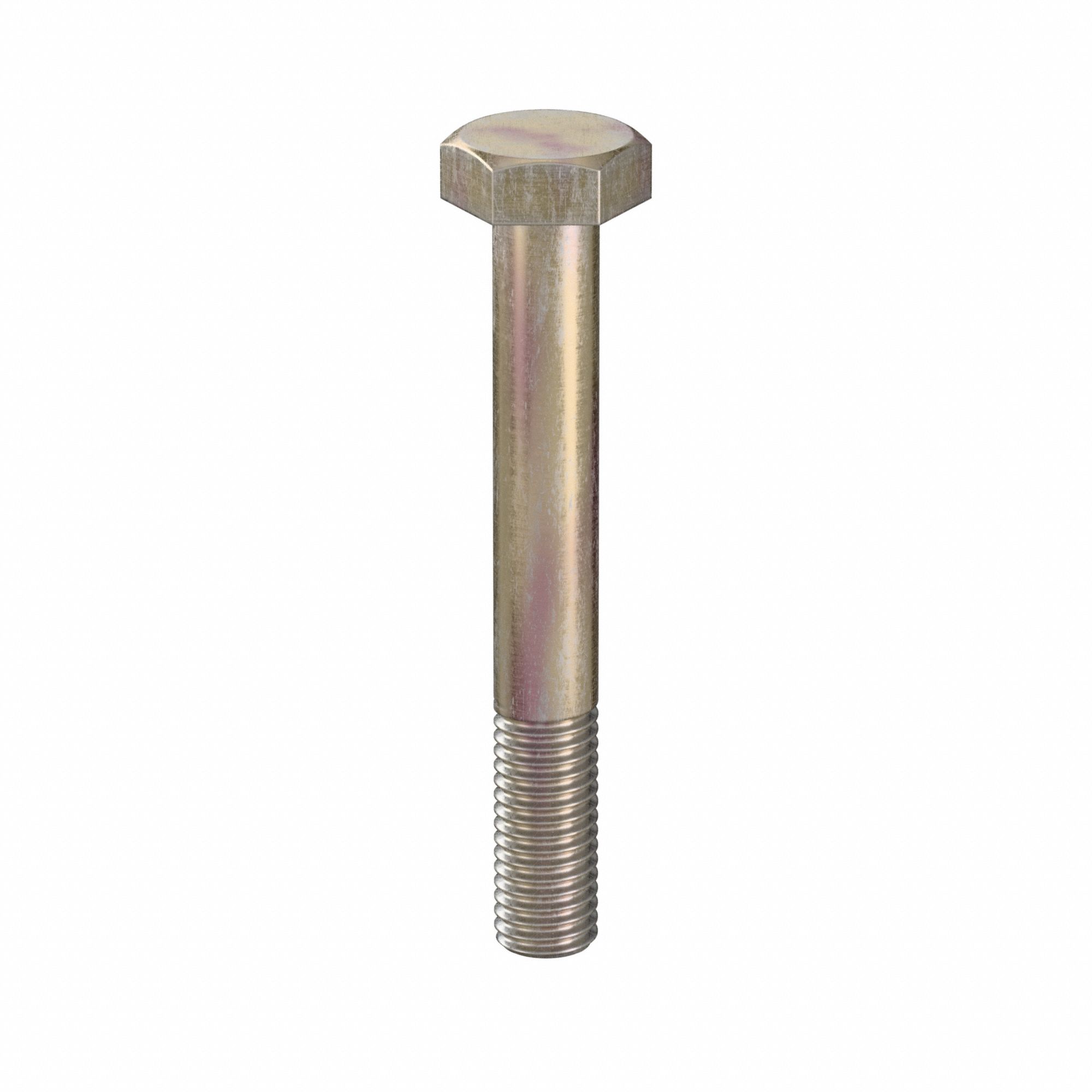 Hex Head Cap Screw: Steel, Class 10.9, Zinc Yellow, M10, Metric, 75 mm lg, Partially Threaded, 50 PK