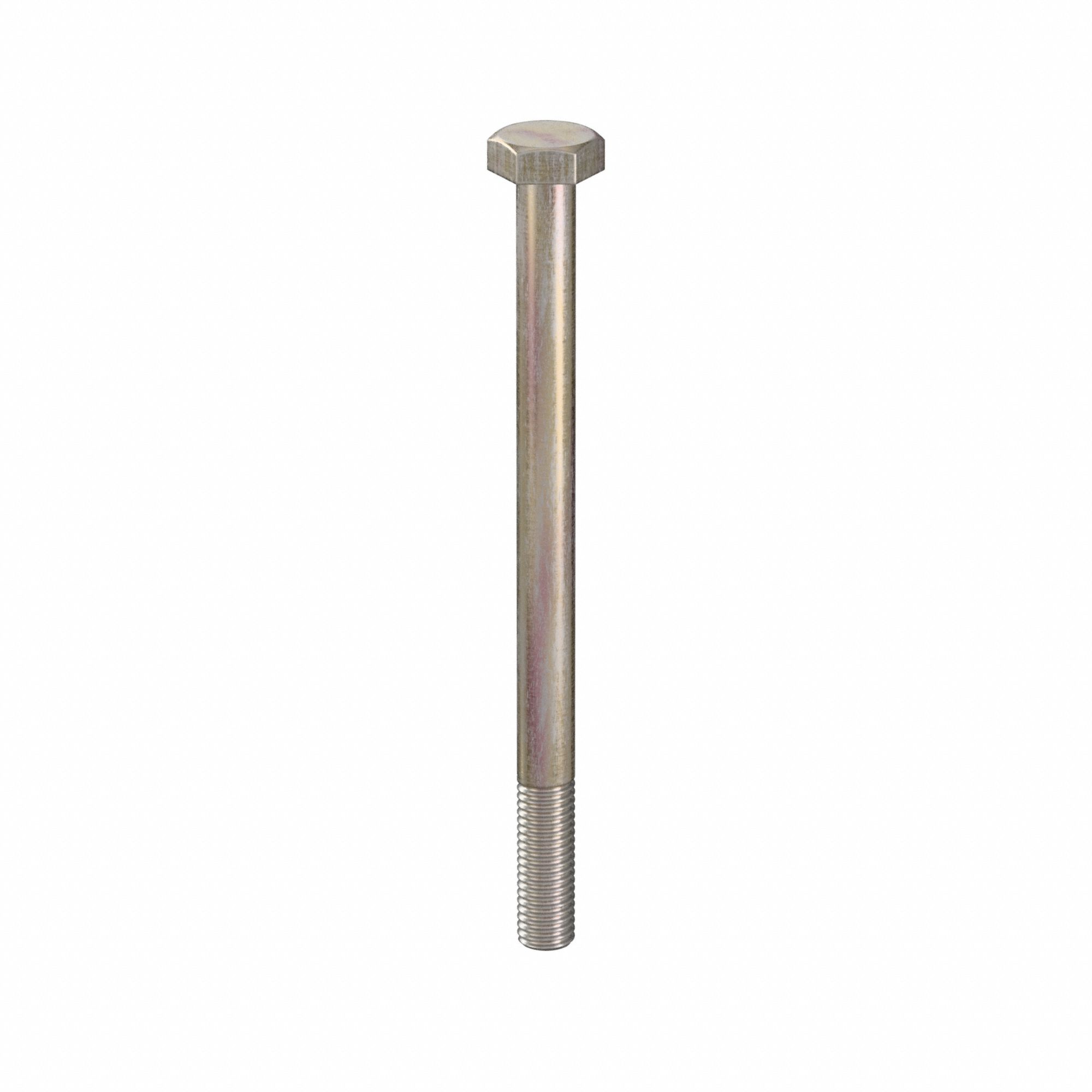 Hex Head Cap Screw: Steel, Class 10.9, Zinc Yellow, M10, Metric, 140 mm lg, 17 mm Head Wd, 25 PK