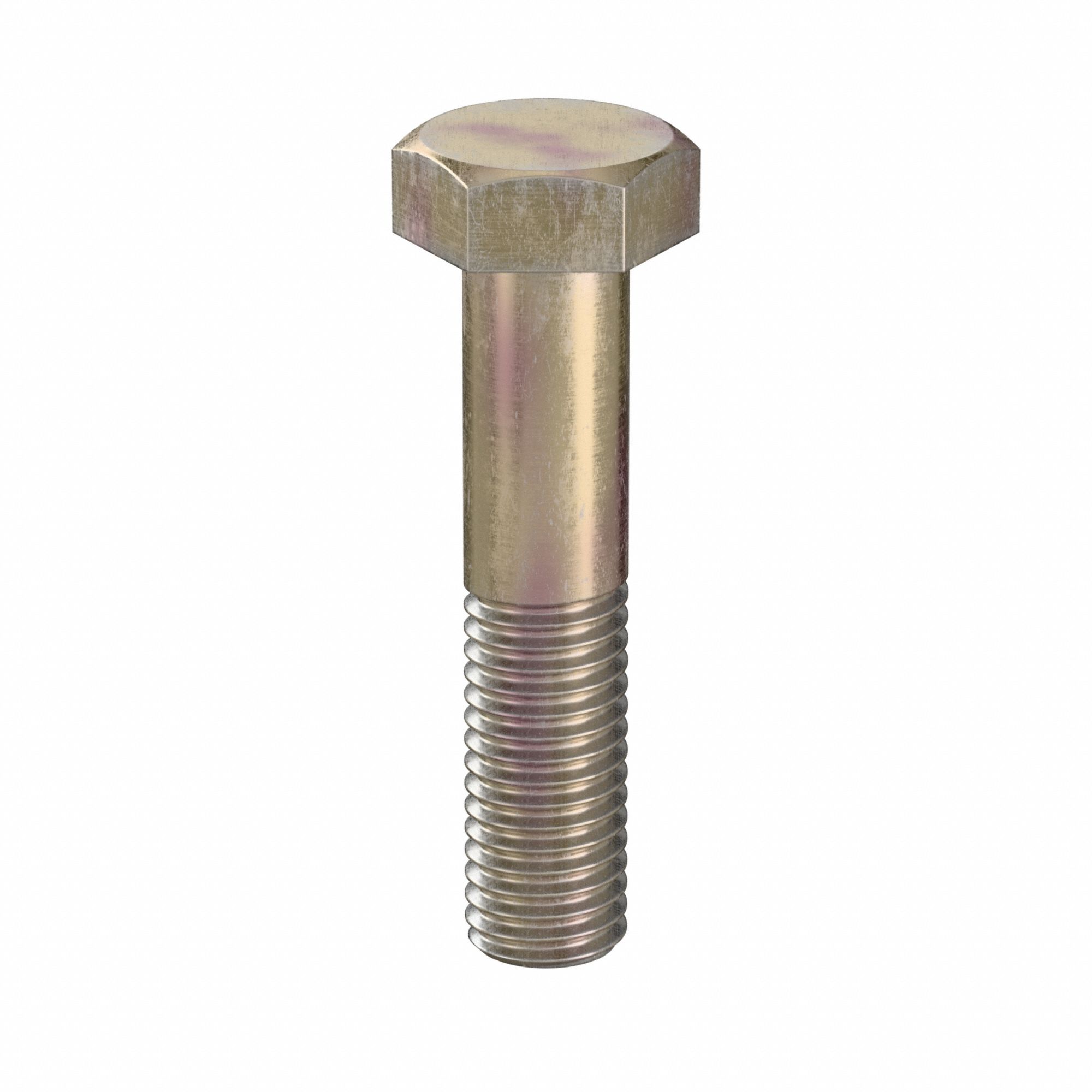 Hex Head Cap Screw: Steel, Class 10.9, Zinc Yellow, M12, Metric, 55 mm lg, Partially Threaded, 50 PK