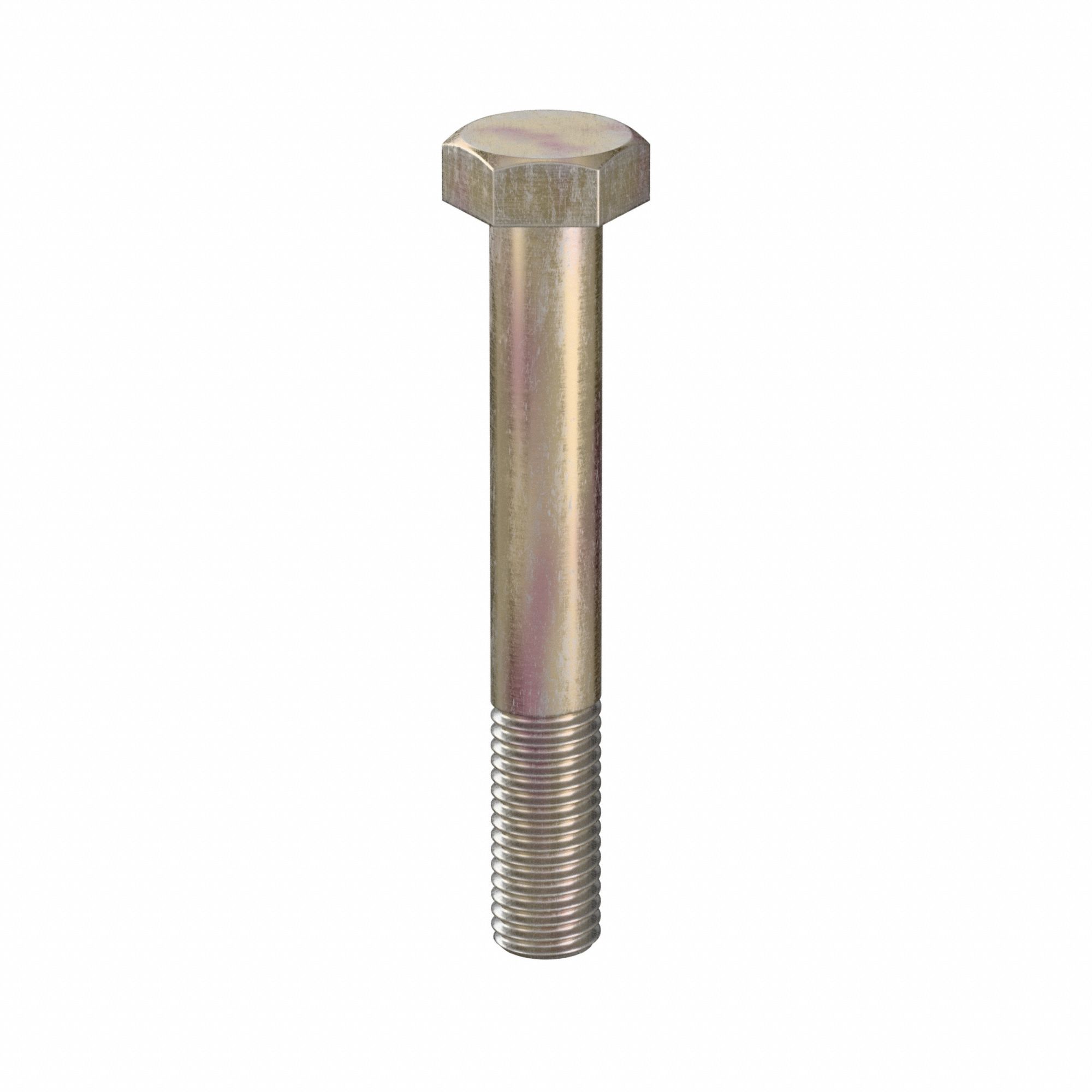 Hex Head Cap Screw: Steel, Class 10.9, Zinc Yellow, M12, Metric, 85 mm lg, Partially Threaded, 25 PK