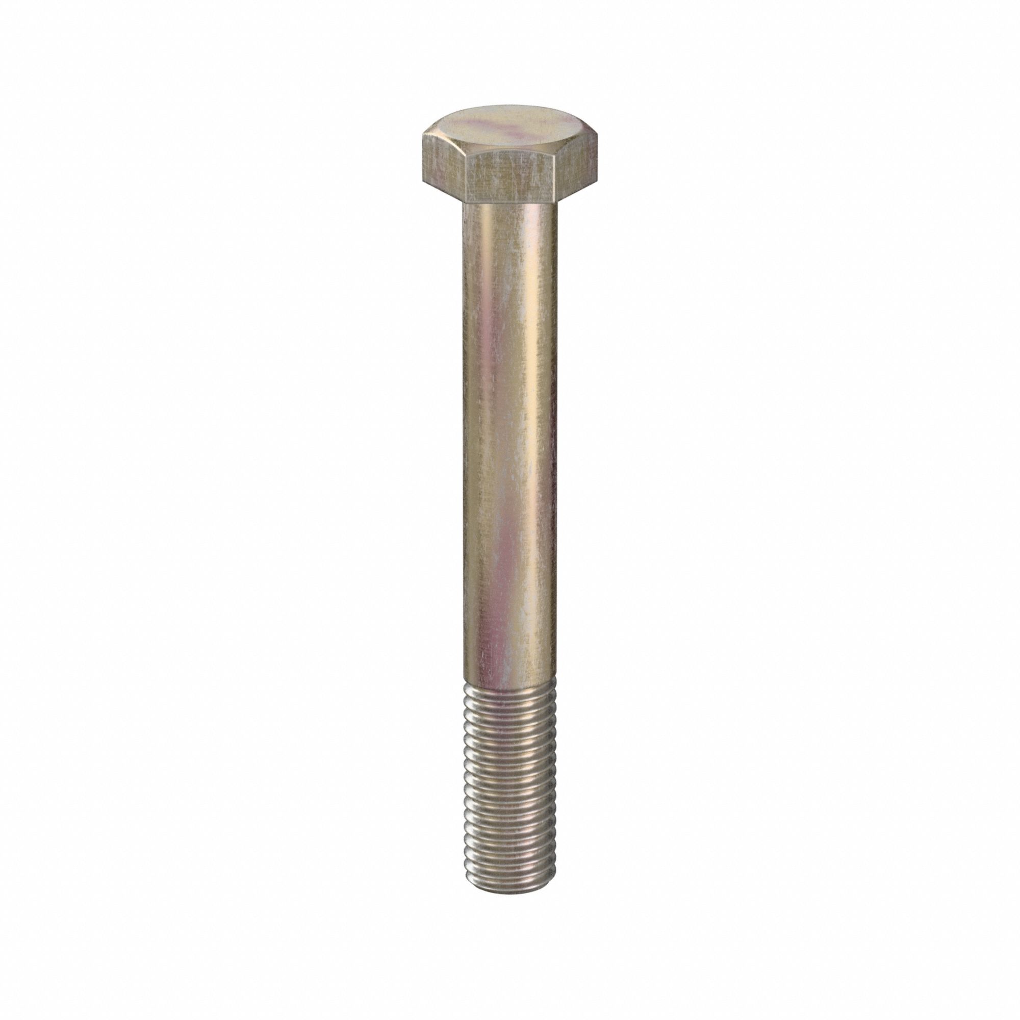 Hex Head Cap Screw: Steel, Class 10.9, Zinc Yellow, M12, Metric, 95 mm lg, Partially Threaded, 25 PK