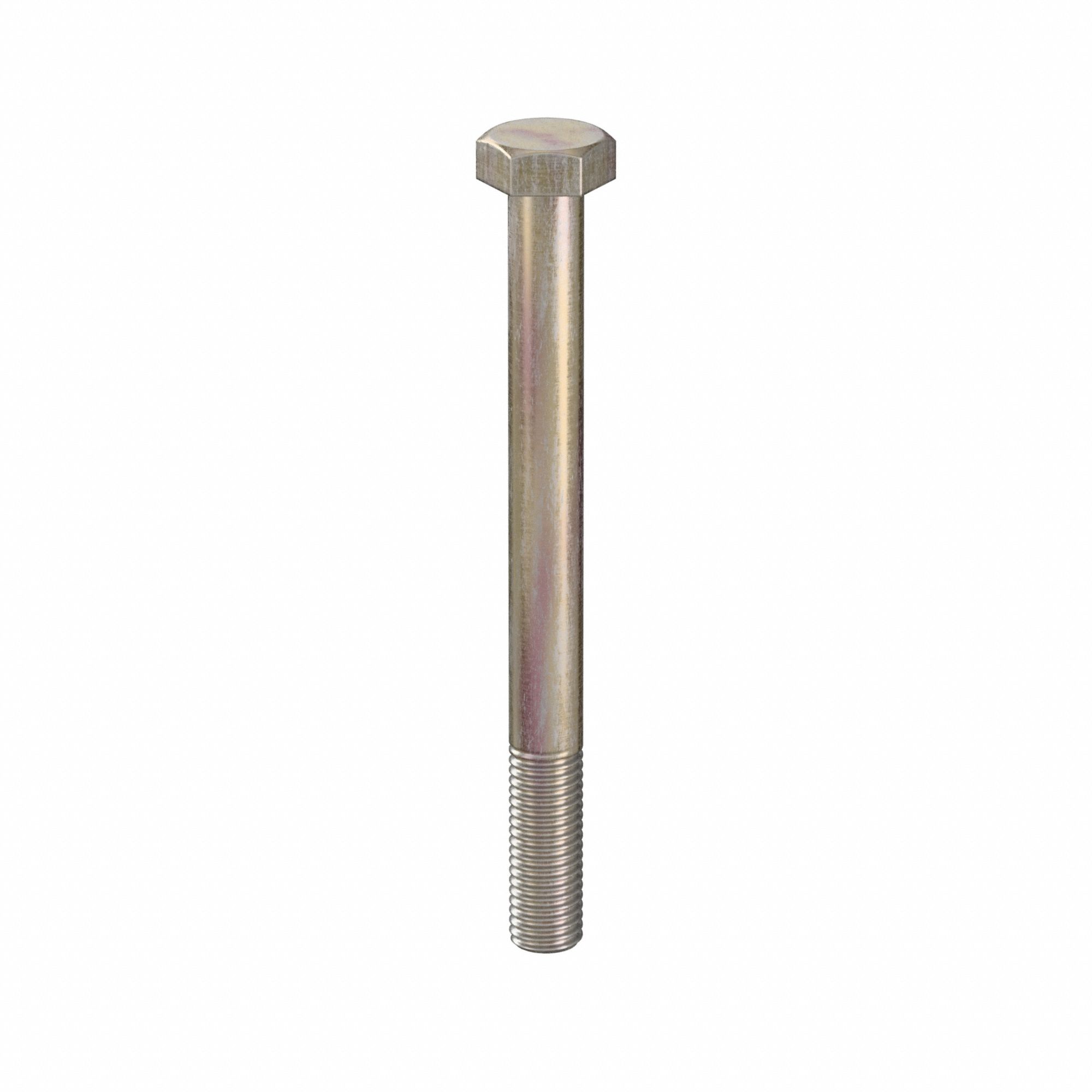 Hex Head Cap Screw: Steel, Class 10.9, Zinc Yellow, M12, Metric, 130 mm lg, 19 mm Head Wd, 25 PK