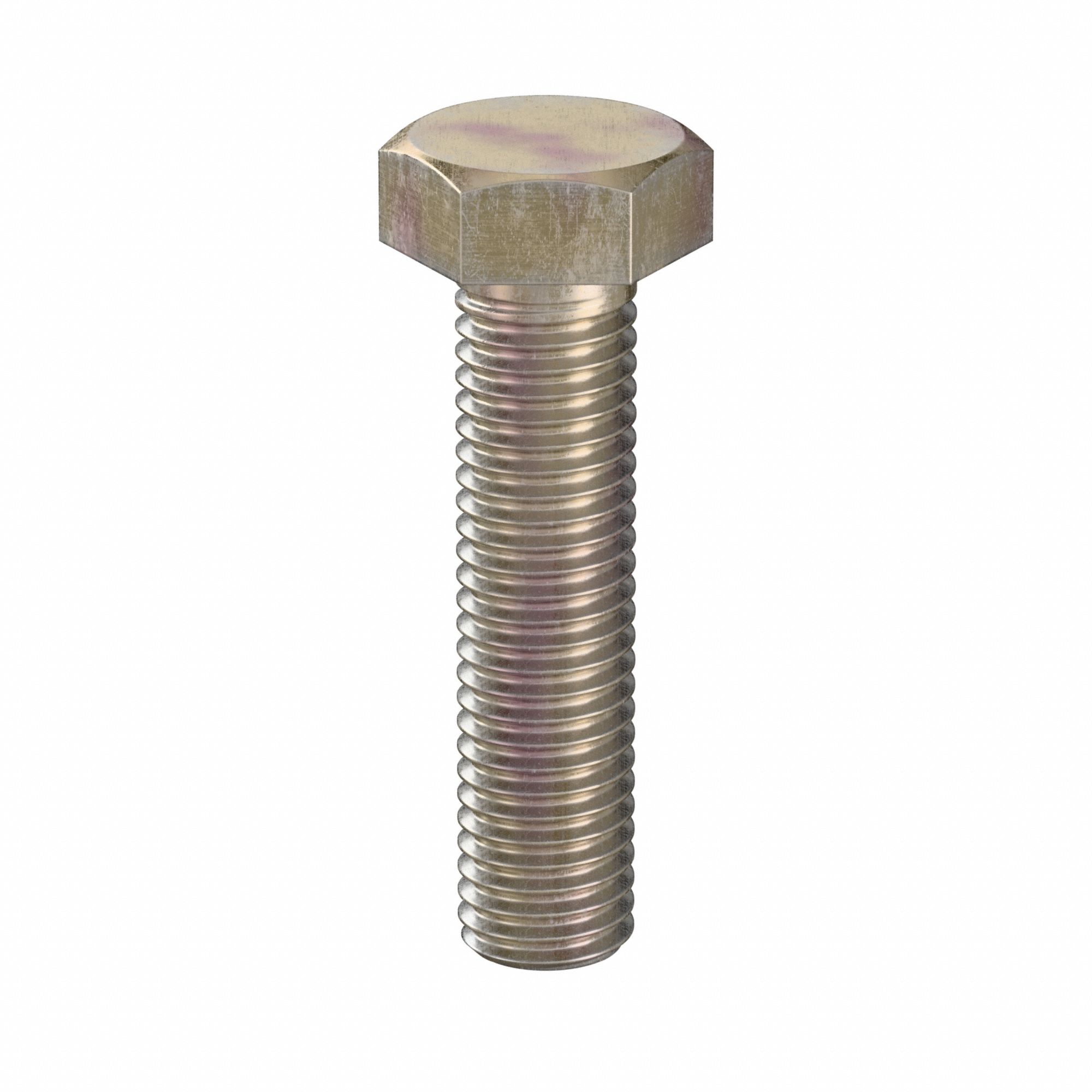 Hex Head Cap Screw: Steel, Class 10.9, Zinc Yellow, M12, Metric, 50 mm lg, Fully Threaded, 50 PK