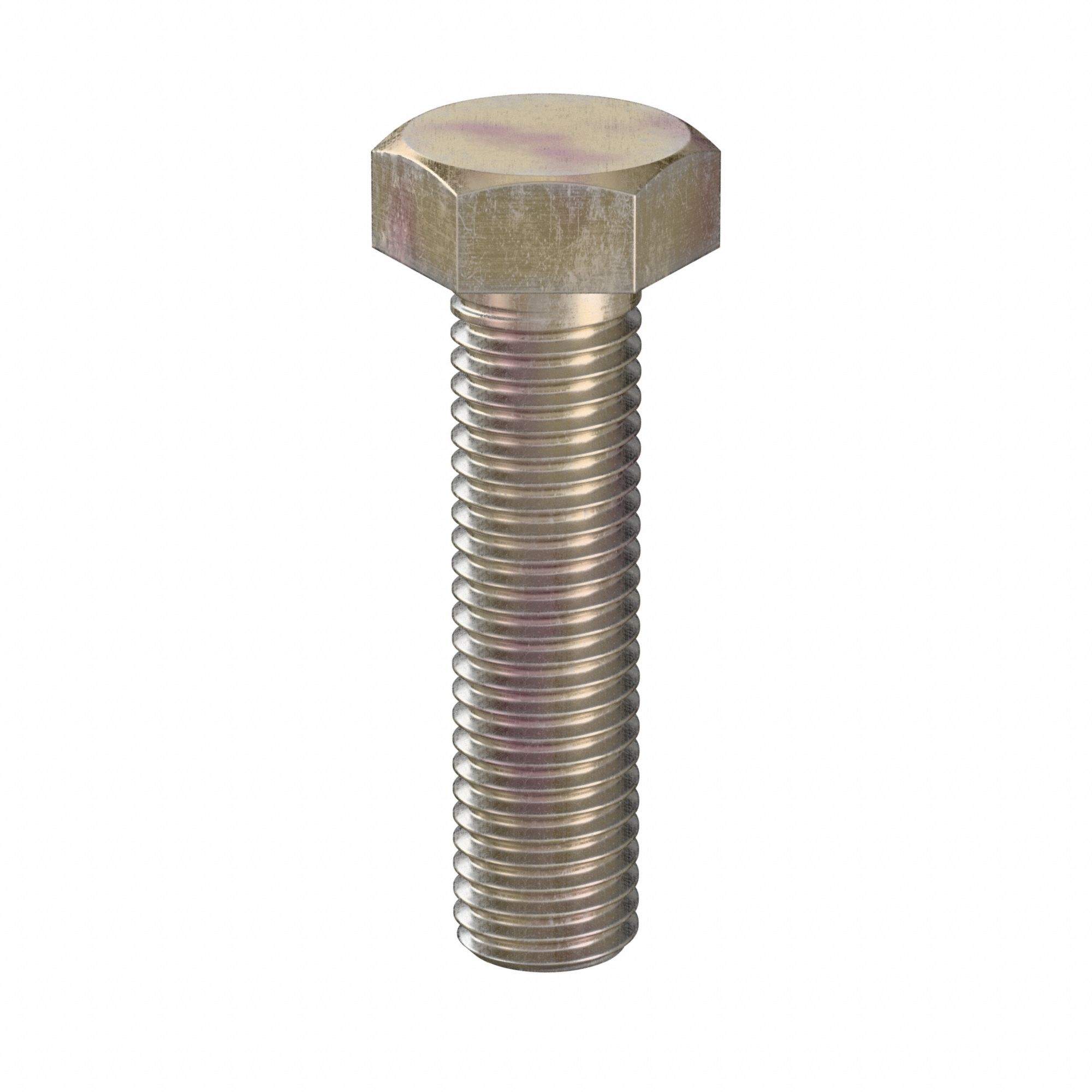 Hex Head Cap Screw: Steel, Class 10.9, Zinc Yellow, M14, Metric, 55 mm lg, Fully Threaded, 25 PK
