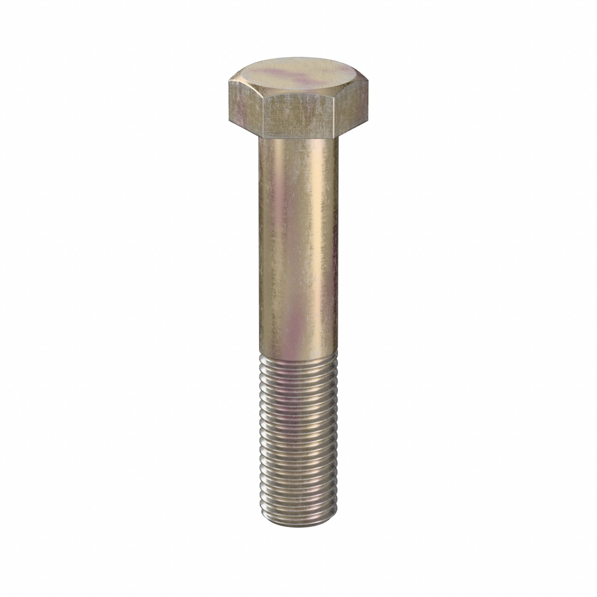 Hex Head Cap Screw: Steel, Class 10.9, Zinc Yellow, M16, Metric, 85 mm lg, Partially Threaded, 10 PK