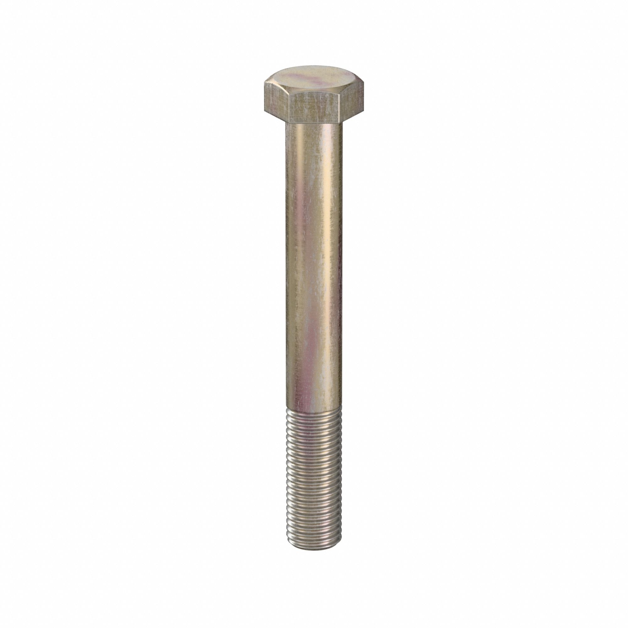 Hex Head Cap Screw: Steel, Class 10.9, Zinc Yellow, M16, Metric, 130 mm lg, 24 mm Head Wd, 10 PK