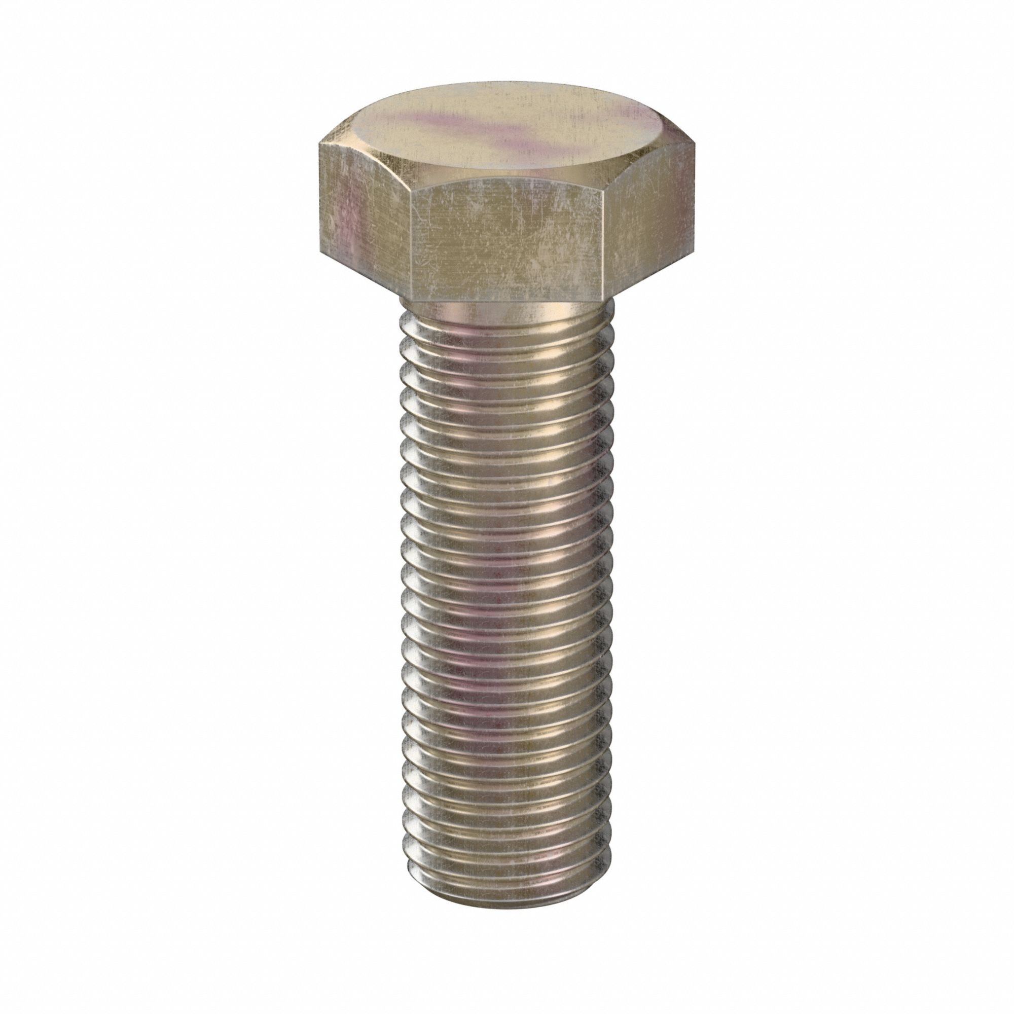 Hex Head Cap Screw: Steel, Class 10.9, Zinc Yellow, M16, Metric, 50 mm lg, Fully Threaded, 25 PK
