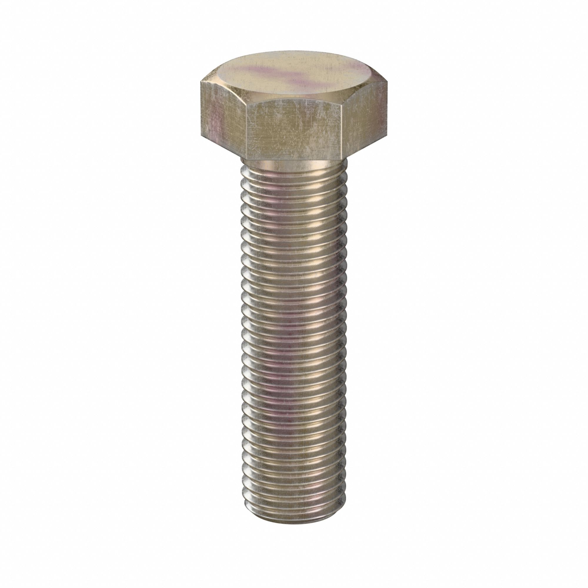 Hex Head Cap Screw: Steel, Class 10.9, Zinc Yellow, M16, Metric, 60 mm lg, Fully Threaded, 25 PK